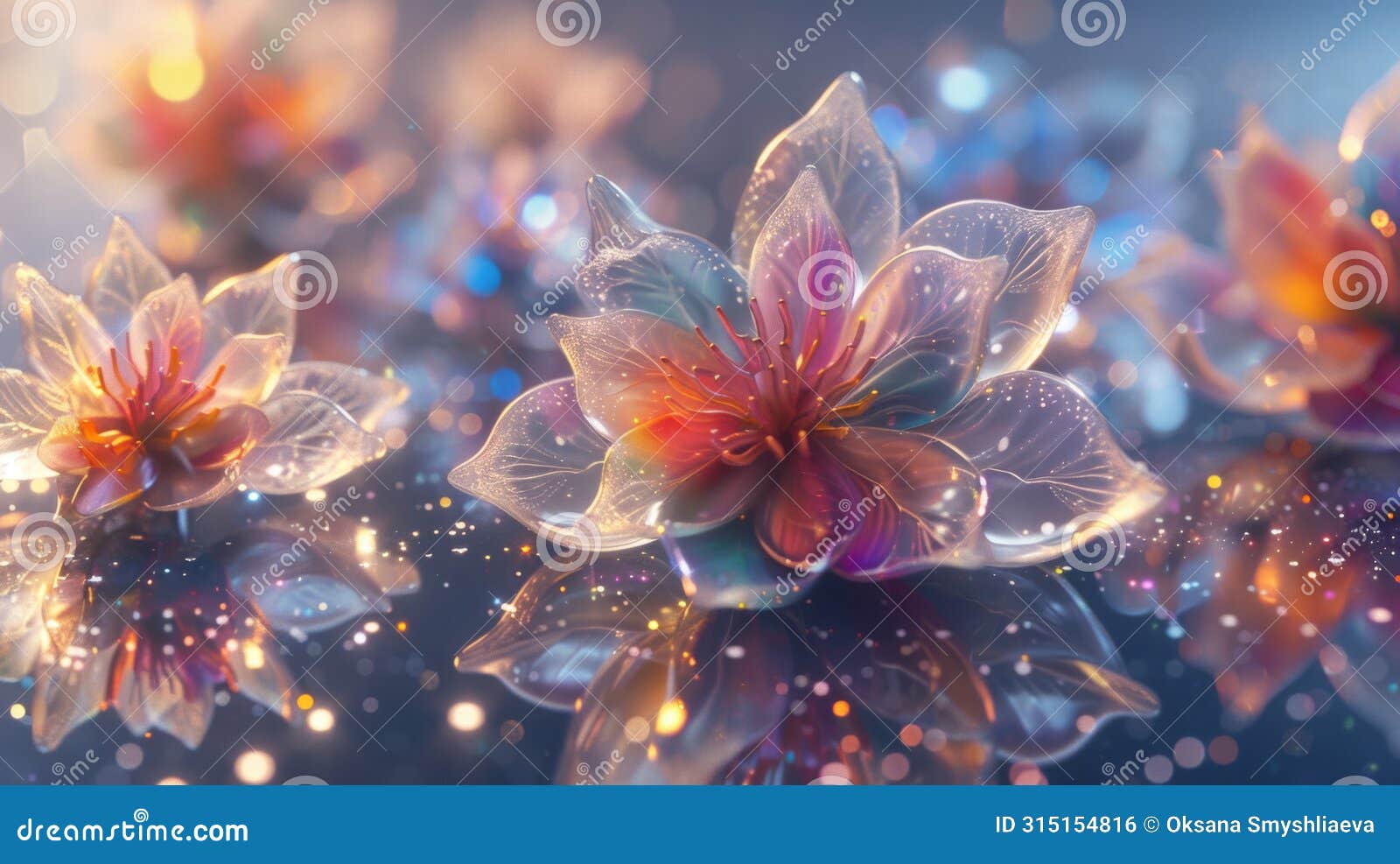 ethereal glow: surreal digital art of luminescent flowers