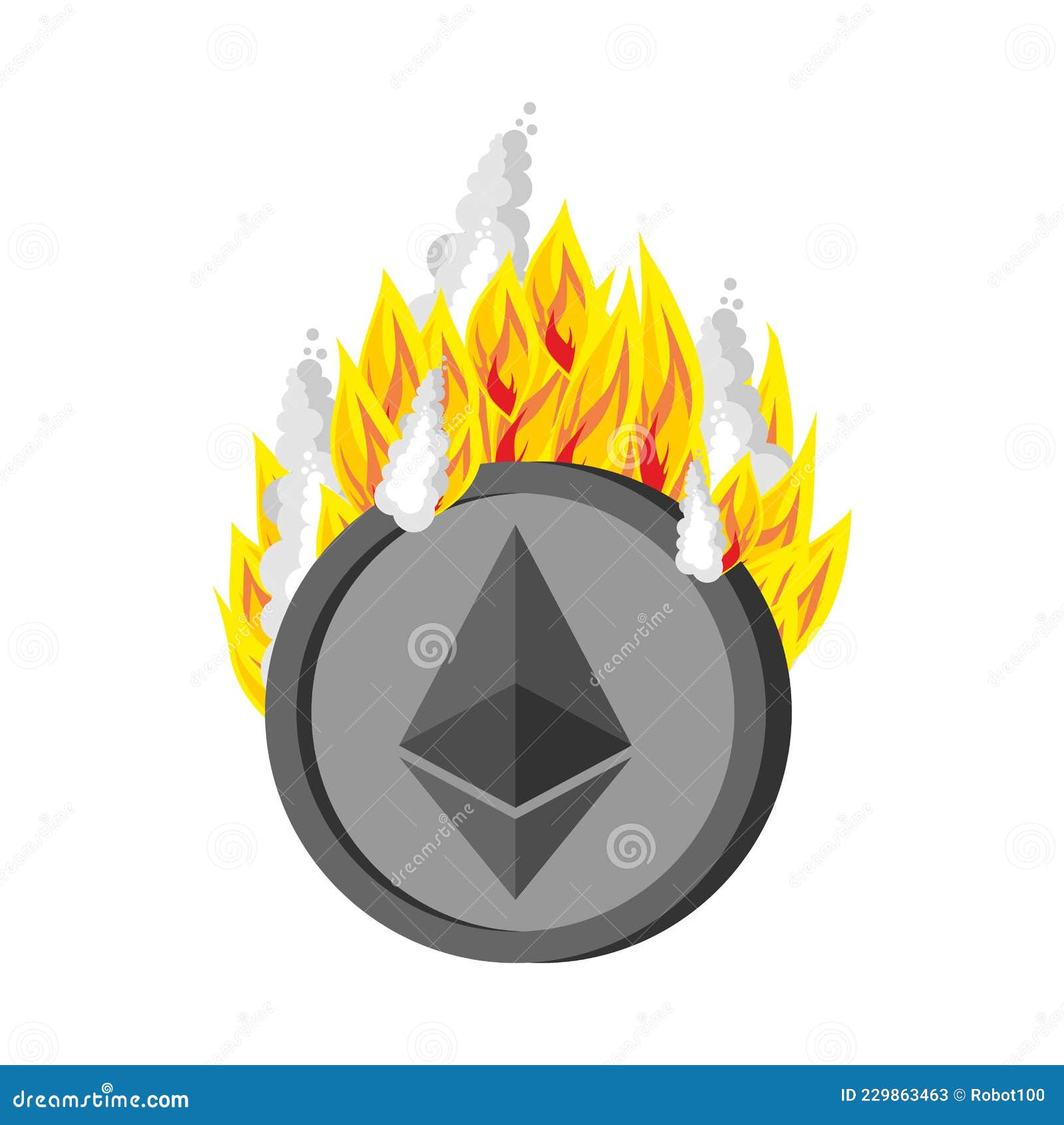 Ethereum Burning Coins. Burning Tokens Editorial Stock Photo - Illustration  of exchange, payment: 229863463