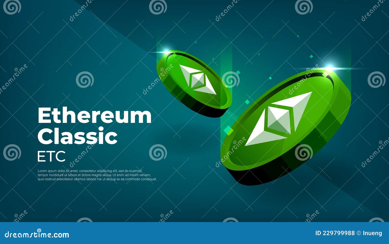 Ethereum Classic Banner. ETC Coin Cryptocurrency Concept Banner Background  Editorial Stock Photo - Illustration of icon, concept: 229799988