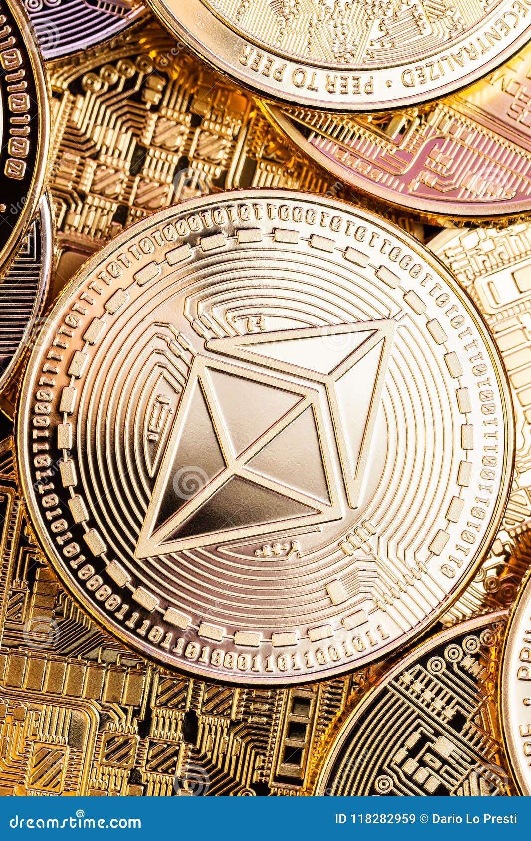 Ethereum coin closeup stock image. Image of monero ...