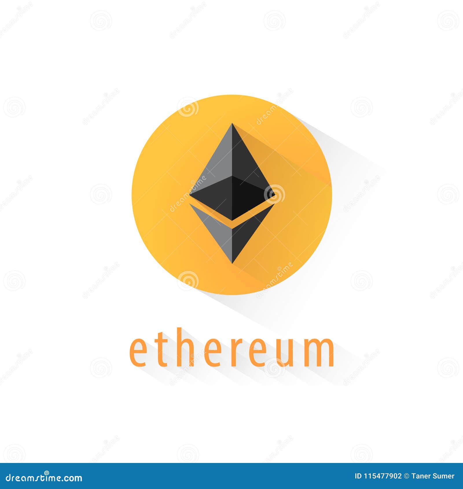 Ethereum Crypto Currency Orange Circle Icon Stock Vector ...