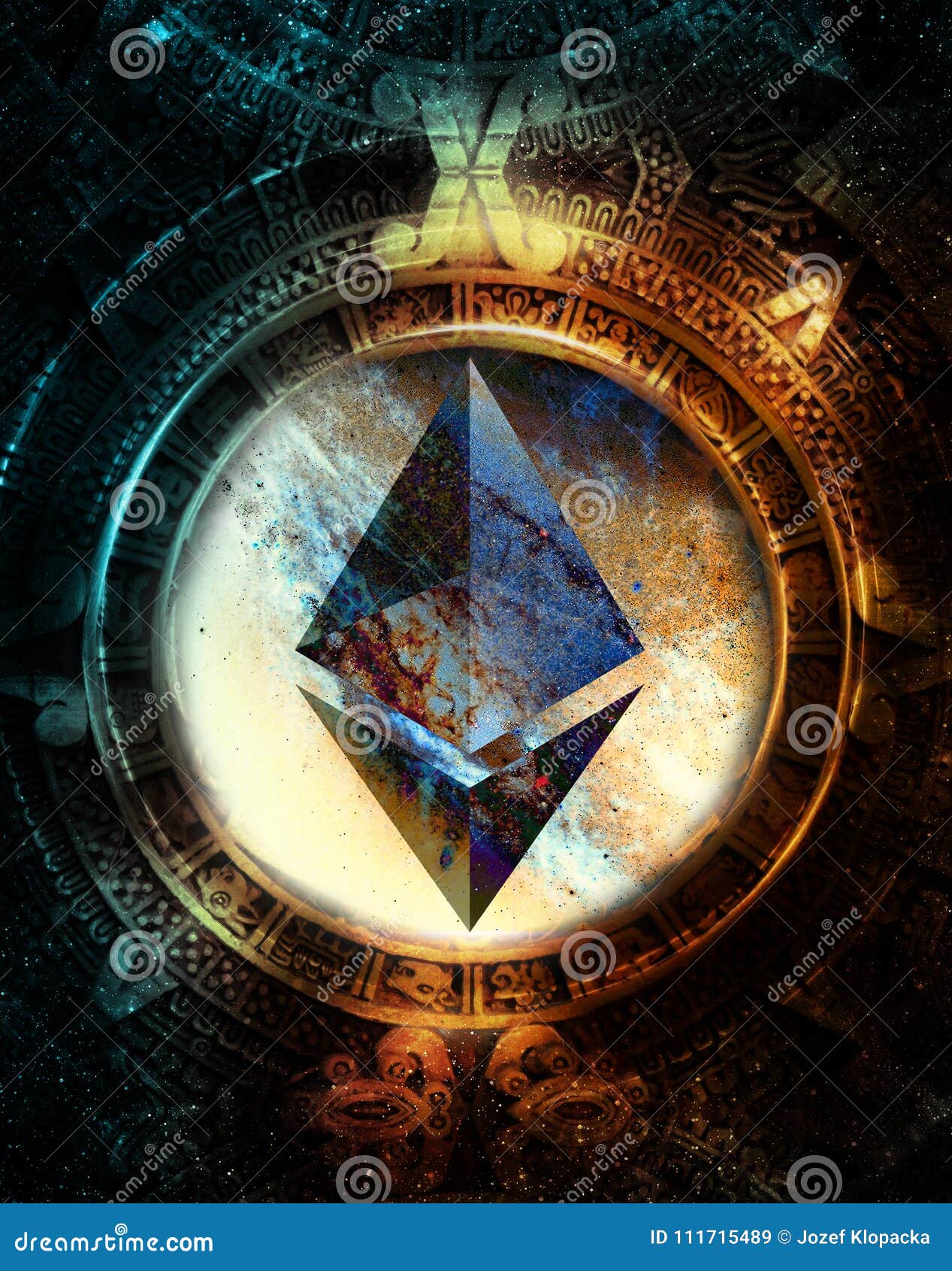 Ethereum Cryptocurrency Concept and Maya Calendar, Graphic Collage in Cosmic  Space. Editorial Stock Image - Illustration of calendar, bank: 111715489