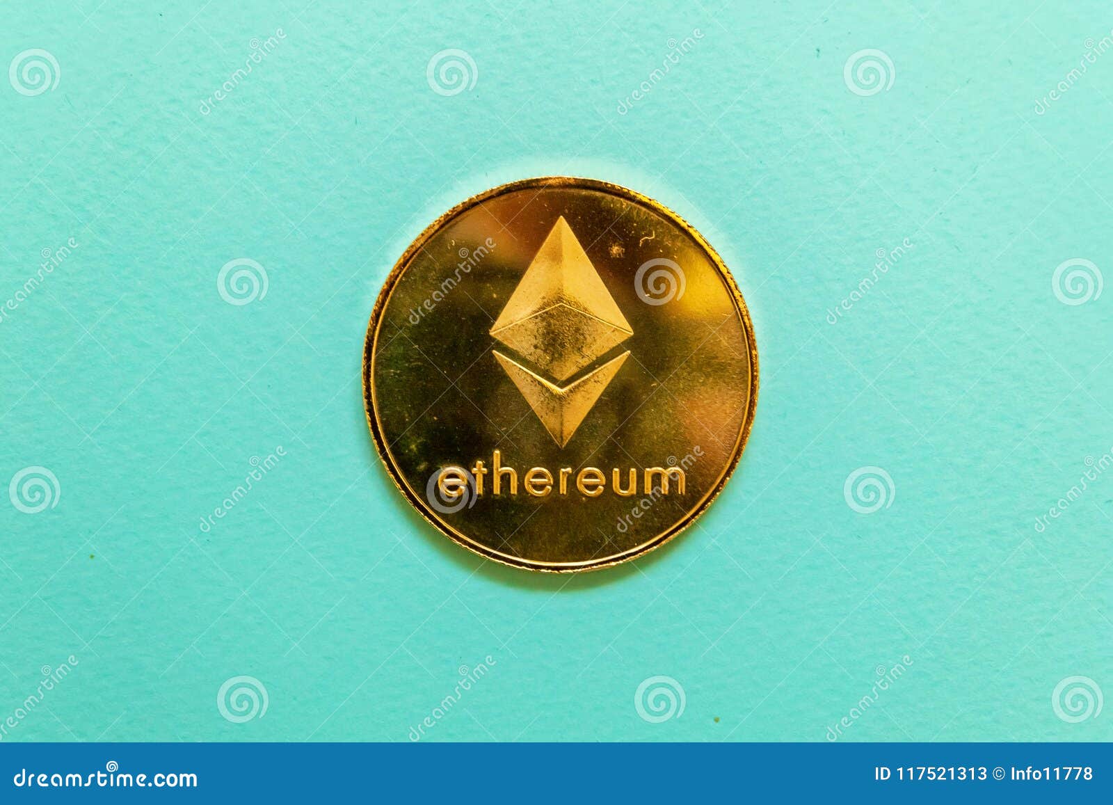 Ethereum, ETH, Crypto Coin On Blue Background Stock Image ...