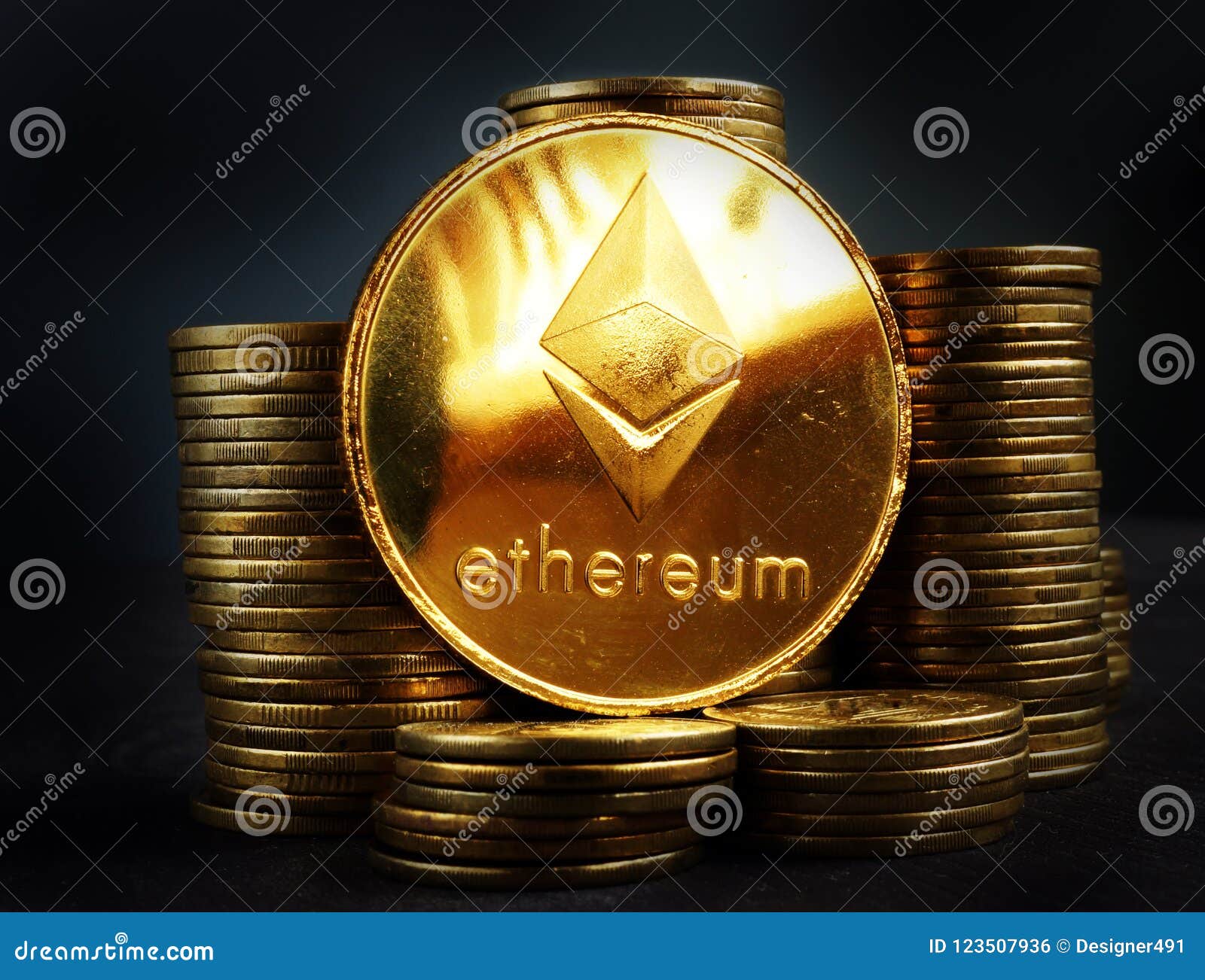 Ethereum ETH Crypto Coin. Trading And Mining. Stock Photo ...