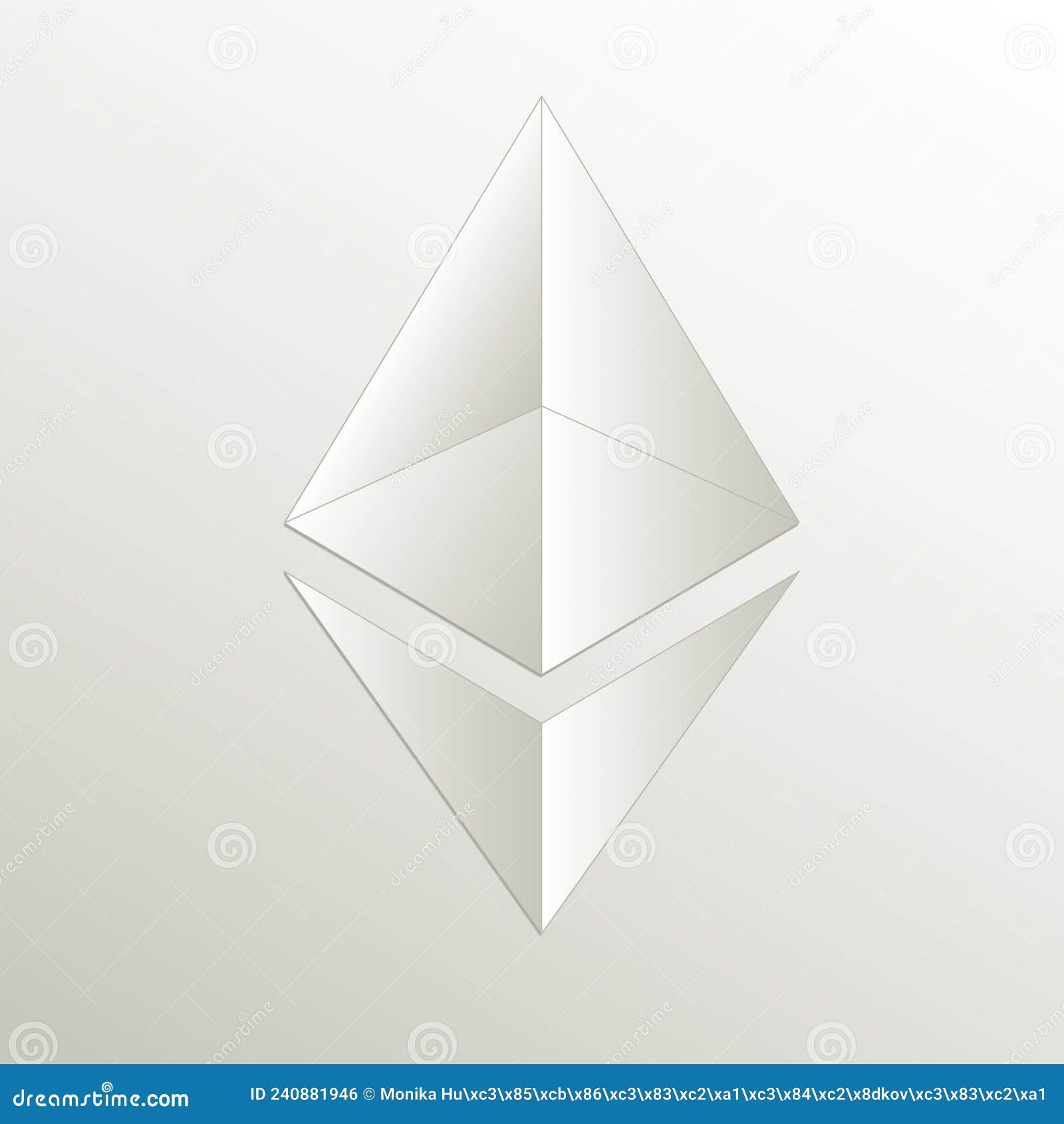 Ethereum Icon, Card Paper 3D Natural Stock Vector Illustration of