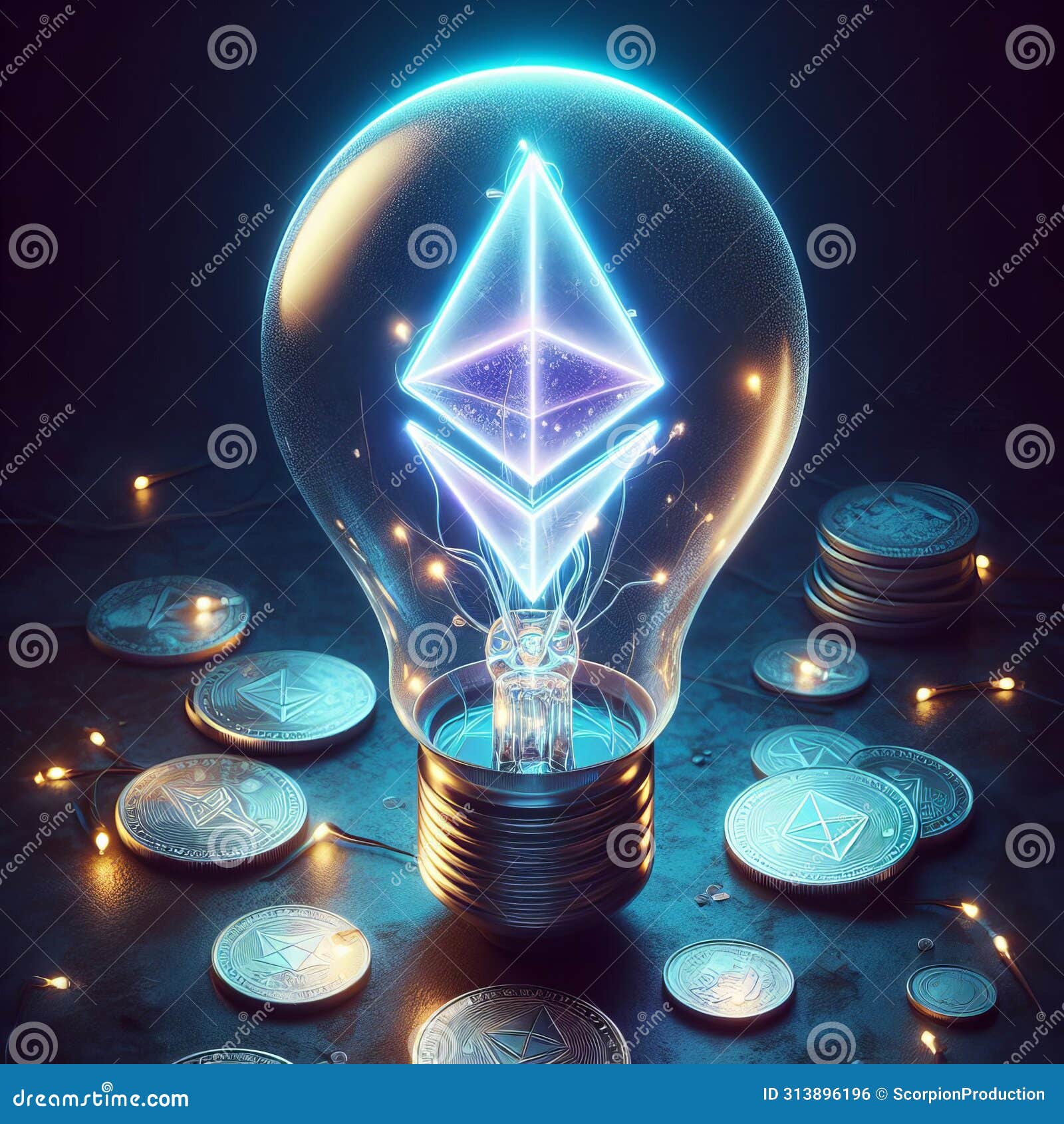 Ethereum Lightbulb Moment stock photo. Image of future - 313896196