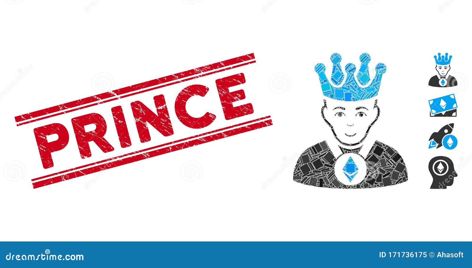 ethereum lord mosaic and distress prince stamp seal with lines