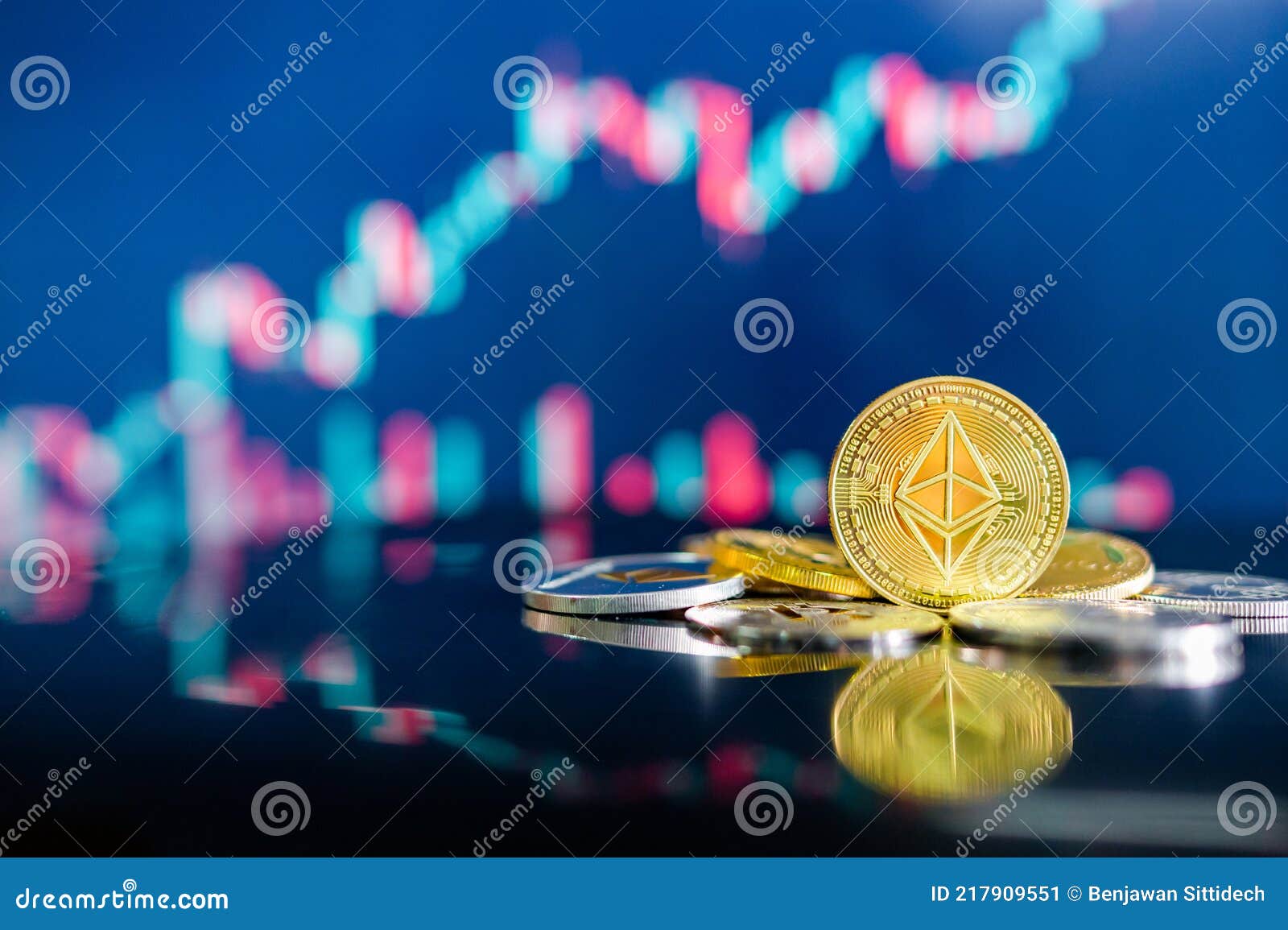 Ethereum and Other Crypto Coins with Blurred Candlestick Chart Editorial  Photo - Image of cryptography, gold: 217909551