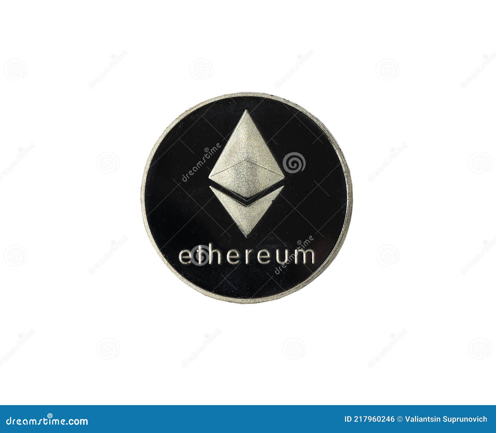 Etherium or Etherum Silver Coin Isolated on White Background. Top View of  Eth Symbol Editorial Photo - Image of business, cash: 217960246