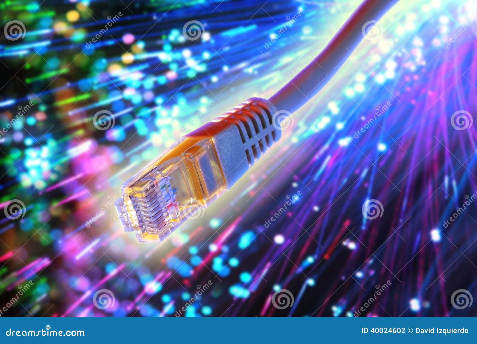 ethernet cable with fiber optic background