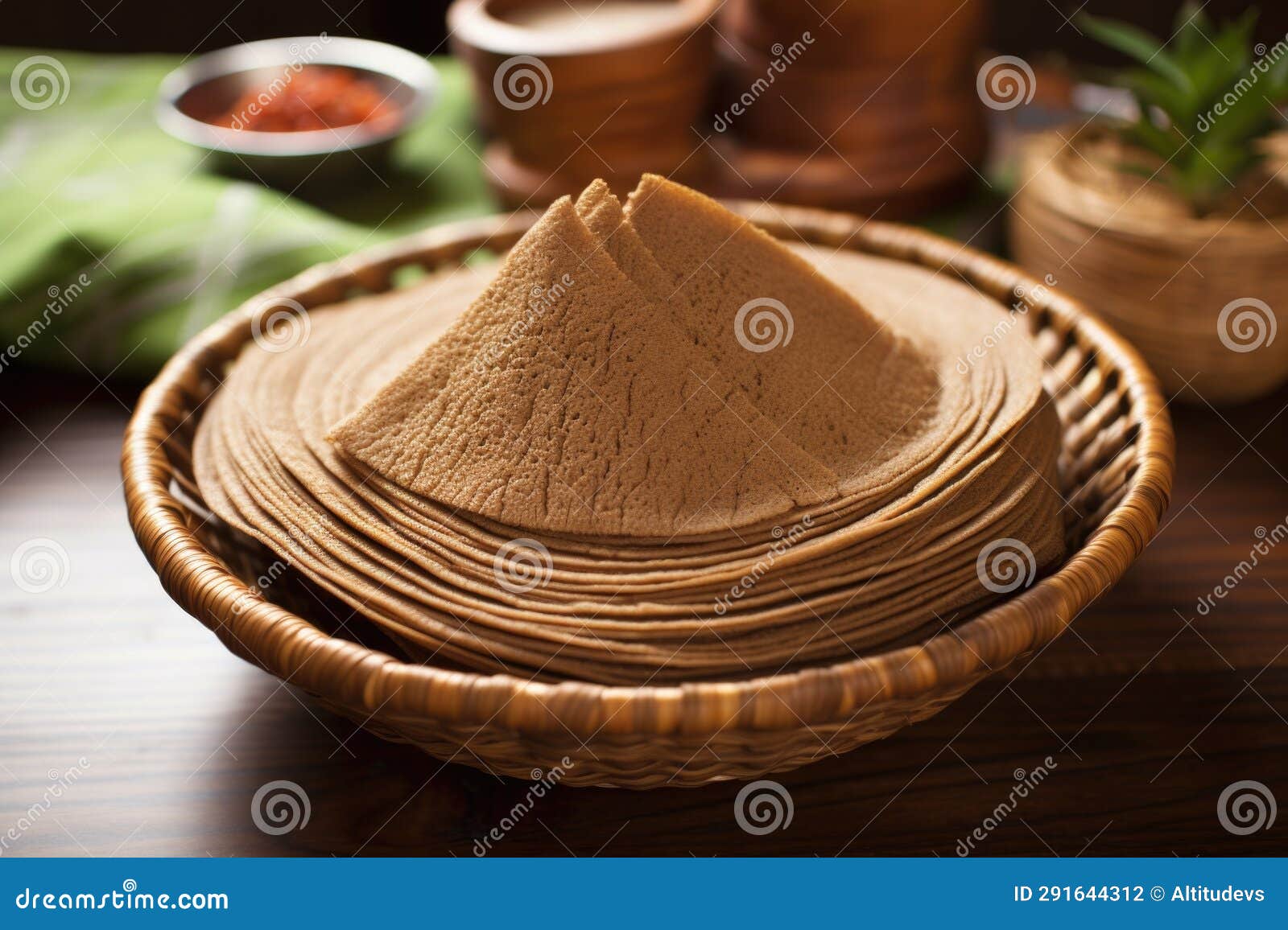 Ethiopian Injera in a Woven Basket Stock Photo Image of african