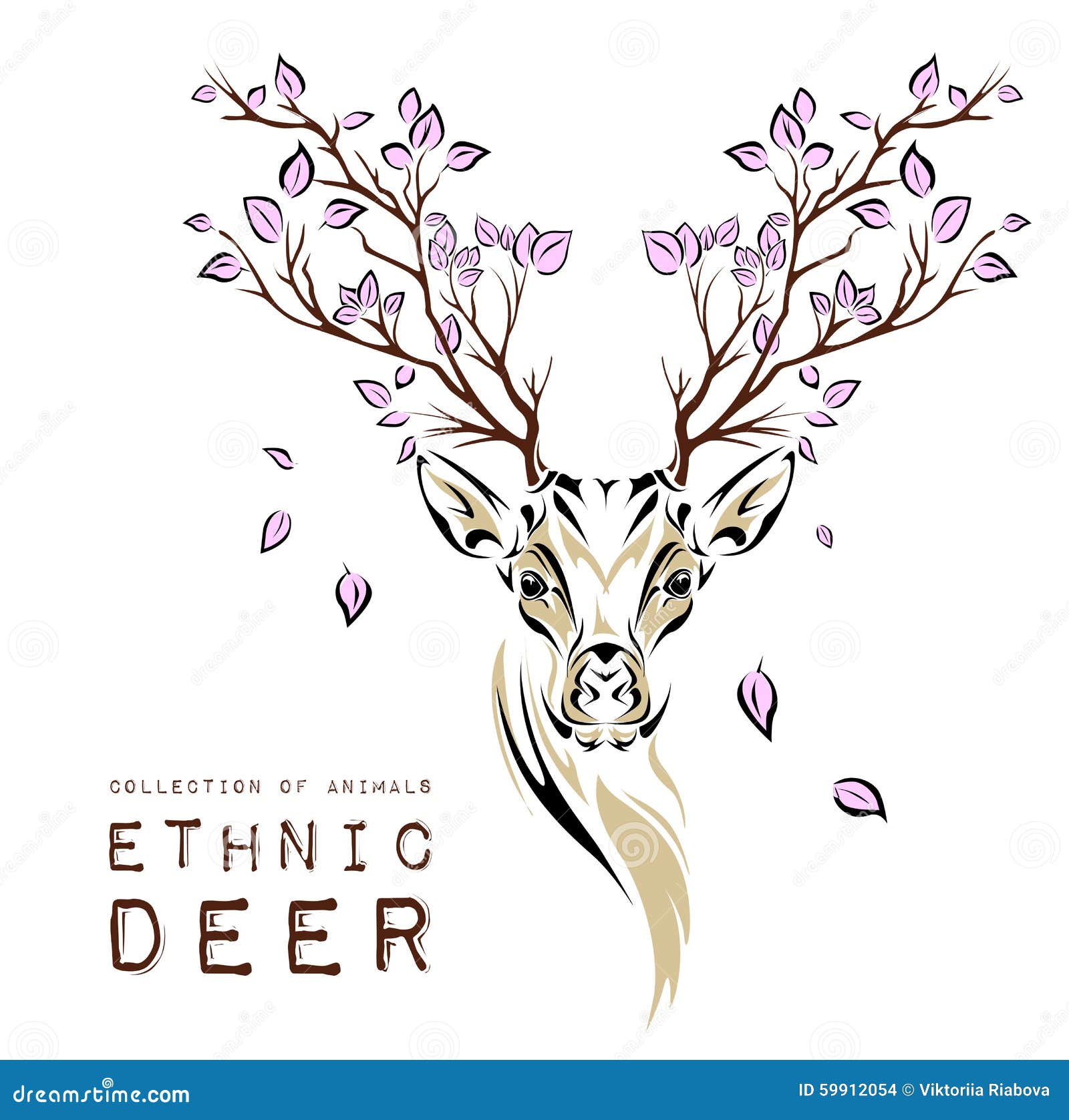 Ethnic Colored Head of Deer with Branches on the Horns. Totem / Tattoo  Design. Use for Print, Posters, T-shirts. Vector Illustrati Stock Vector -  Illustration of fangs, shirt: 59912054