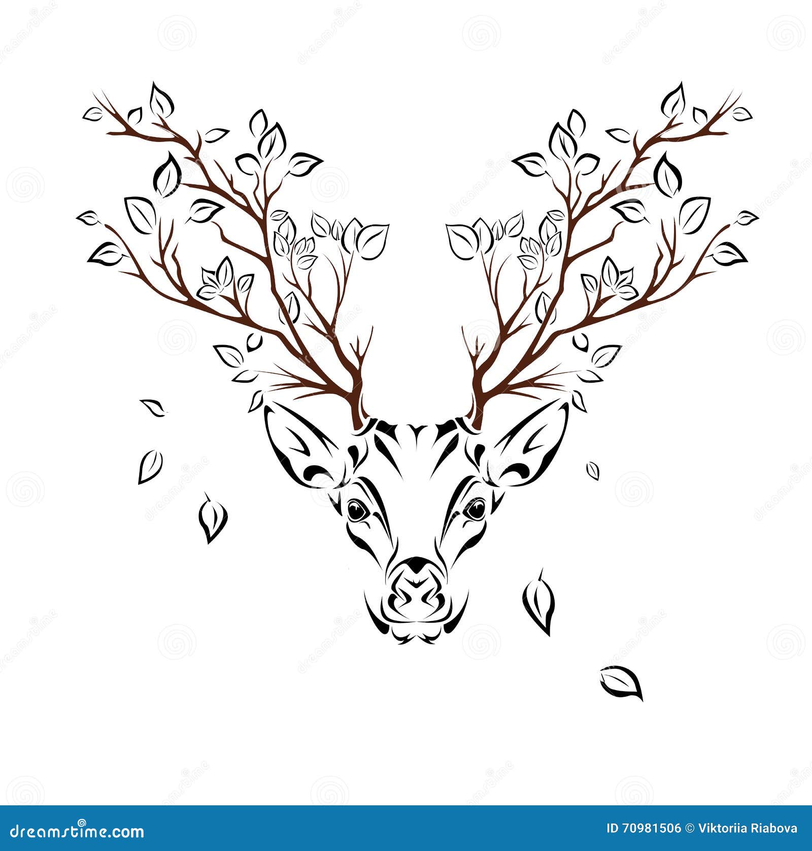 Hand drawn abstract portrait of a deer vector stylized illustration for  tattoo logo wall decor tshirt print design or  CanStock