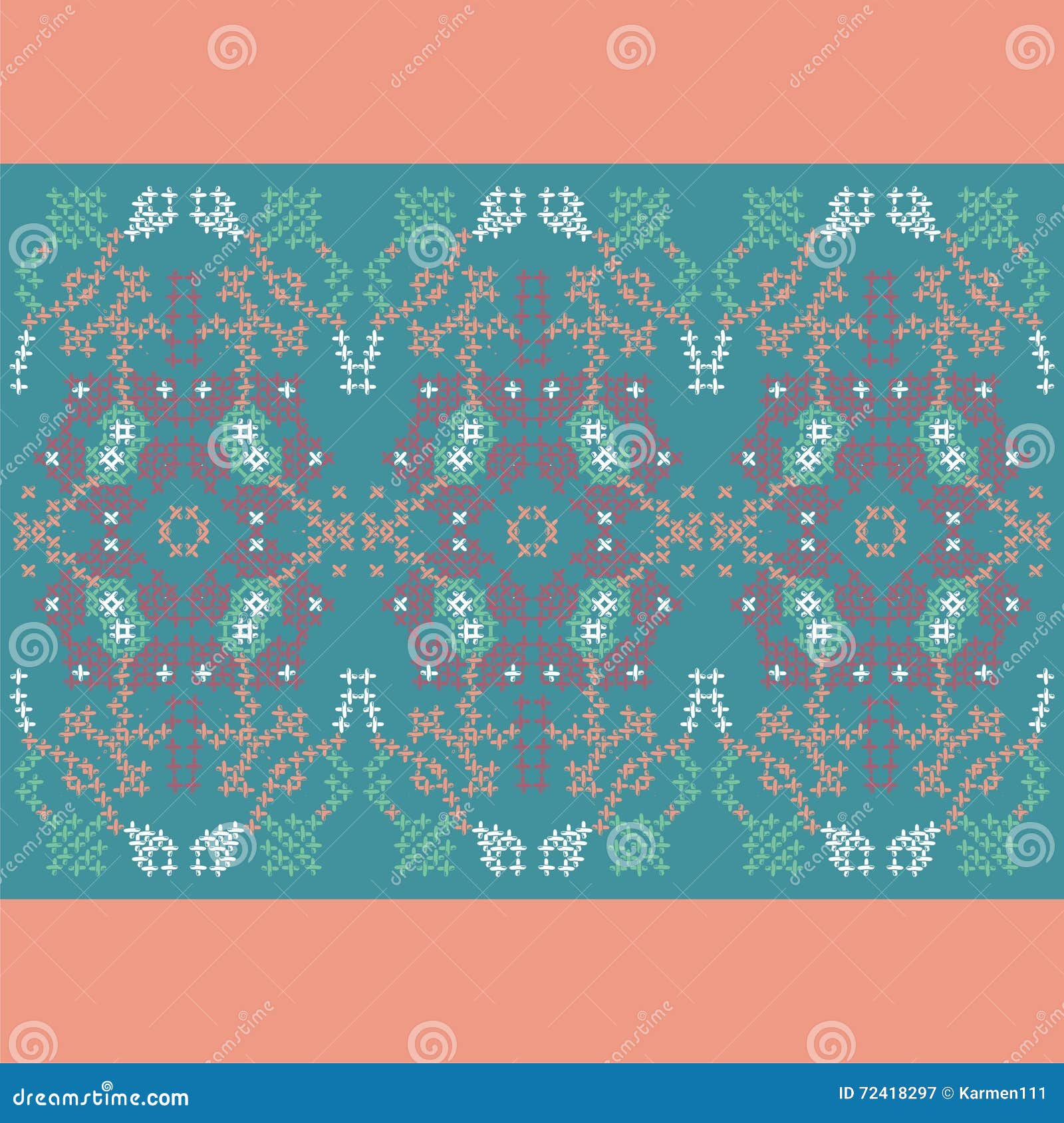 Ethnic Cross Stitch Geometric Pattern, Jacquard, Graphic Pattern. Stock Vector Illustration of