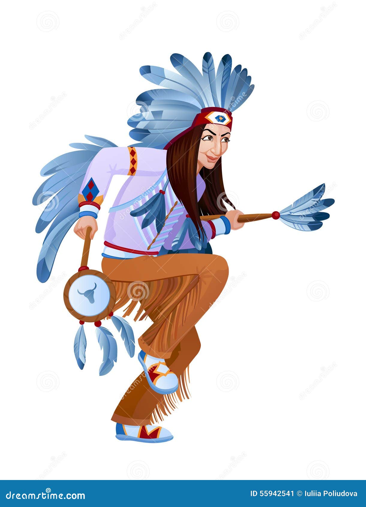 ethnic dance of cartoon injun