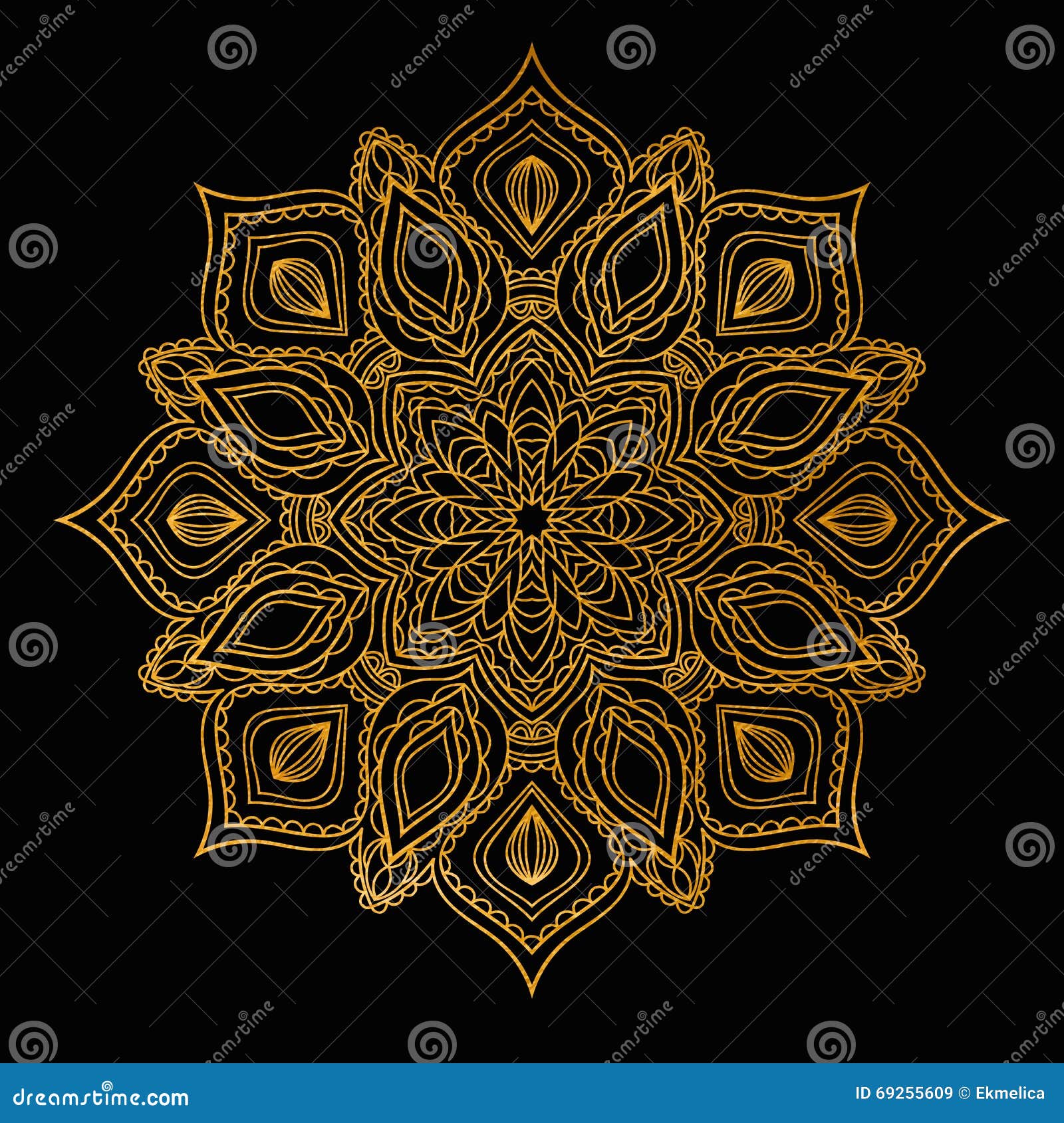 Download Ethnic Decorative Round Gold Mandala. Stock Vector ...