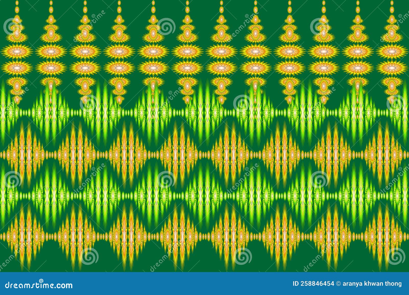 ethnic geometry seamless pattern floral green gold,seamless pattern curtain , green background, carpet, wallpaper, clothing