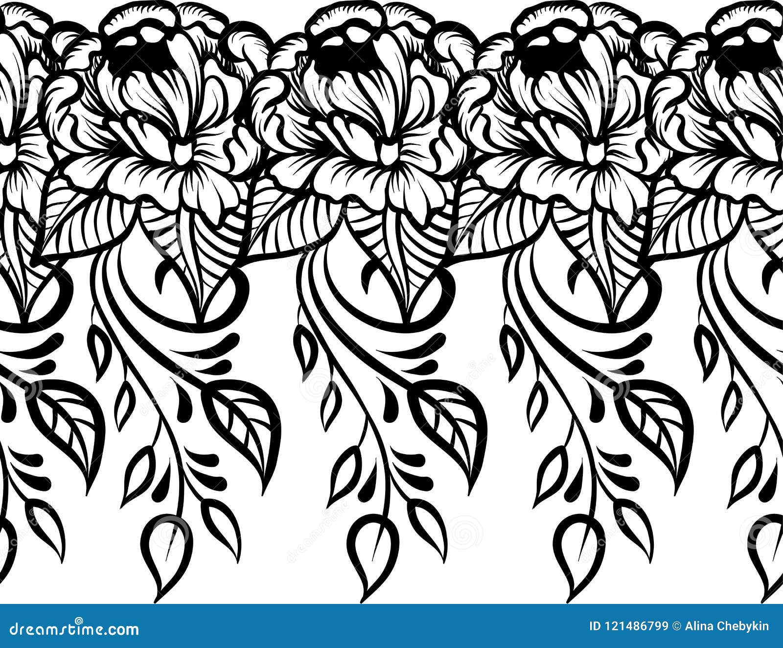 Ethnic Indian Line Art Border Stock Vector - Illustration of border ...