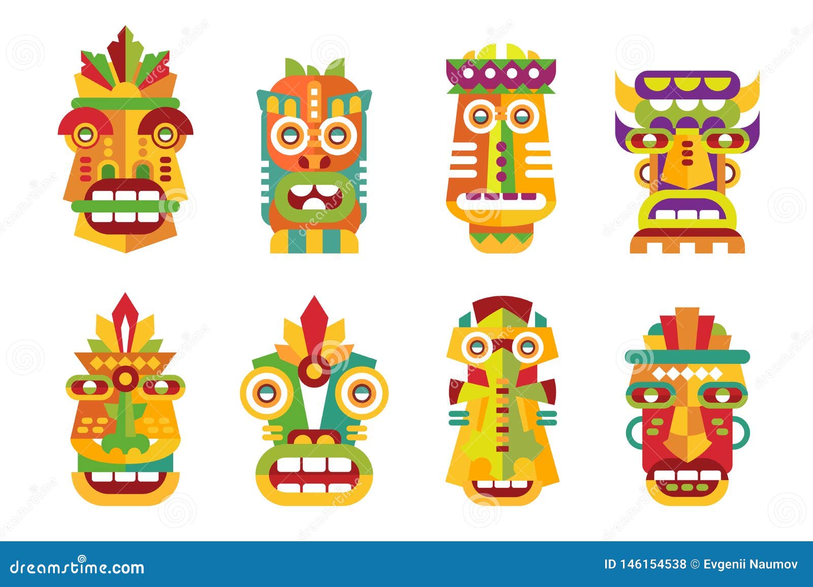 Ethnic Mask Set, Tribal Indian or African Colorful Masks Vector ...