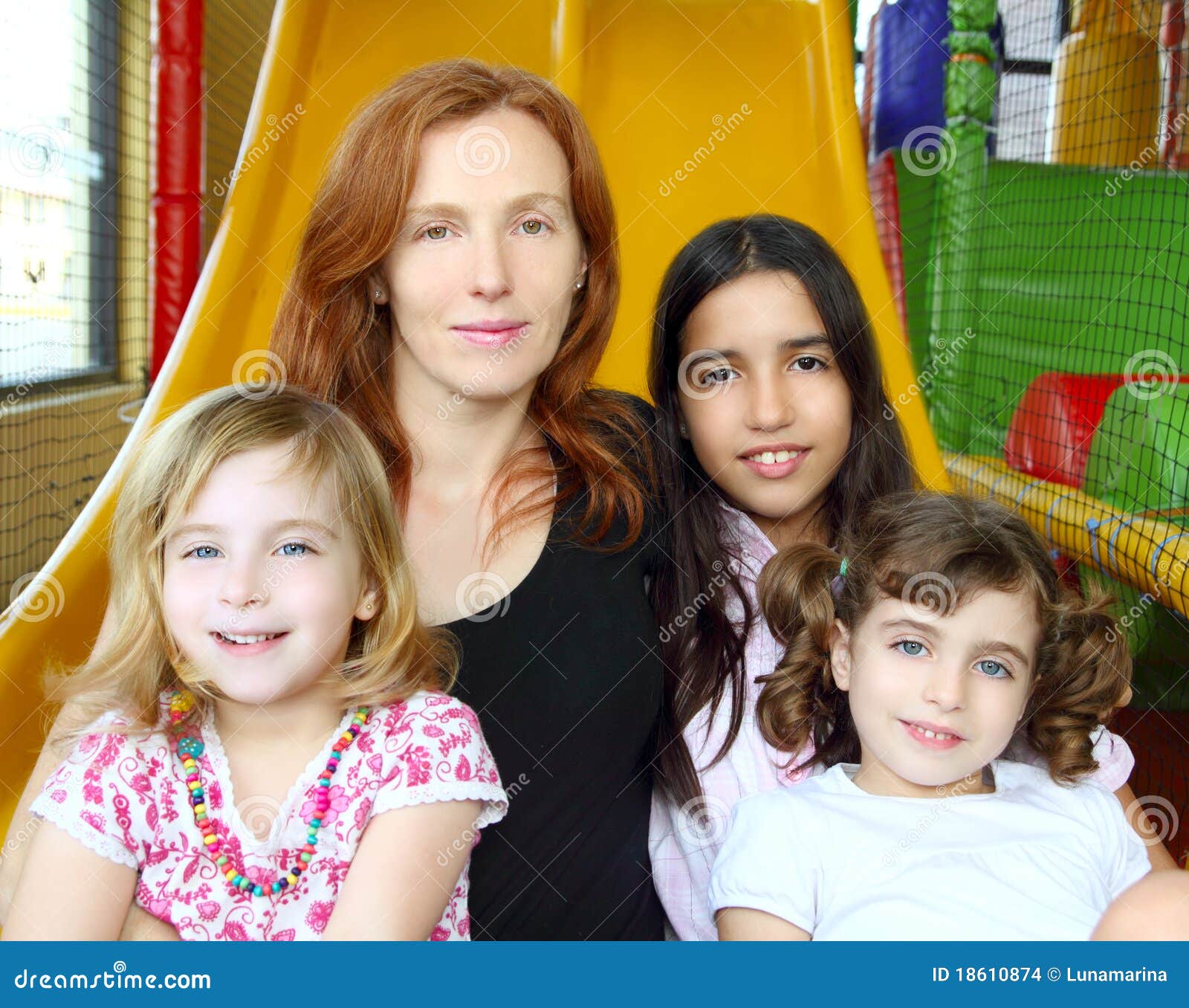 Ethnic Mixed Family Mother and Daughters Stock Photo Image of kids