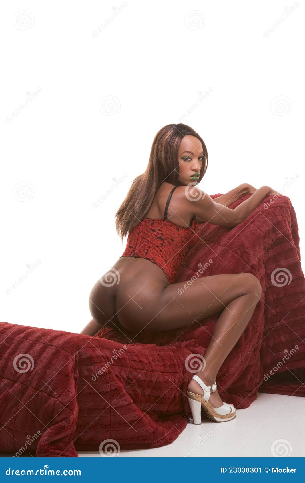 957px x 1300px - Ethnic Nude of Black Woman in Red Lingerie Stock Image - Image of african,  adult: 23038301