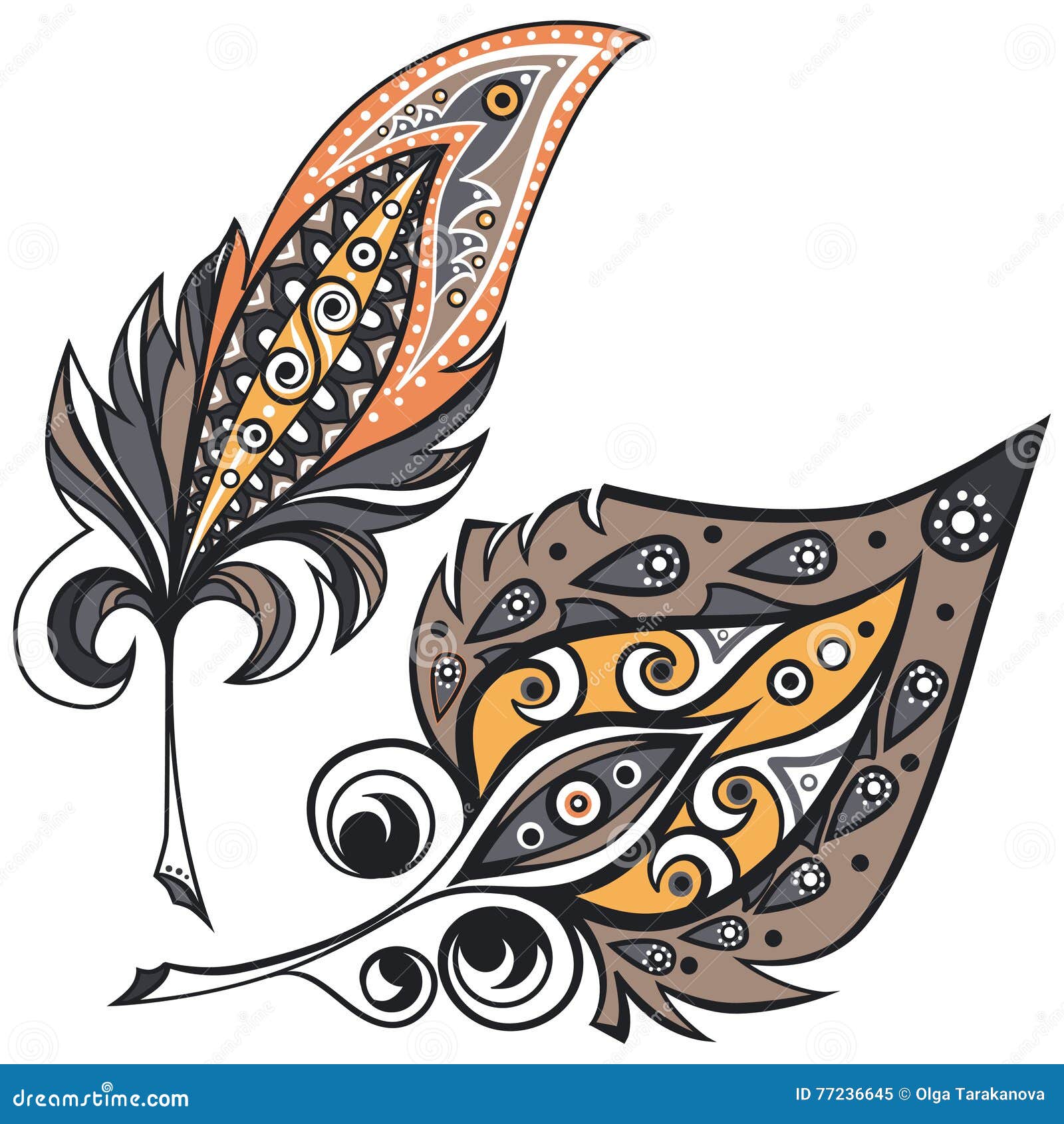 Ethnic ornamental plumes stock vector. Illustration of background