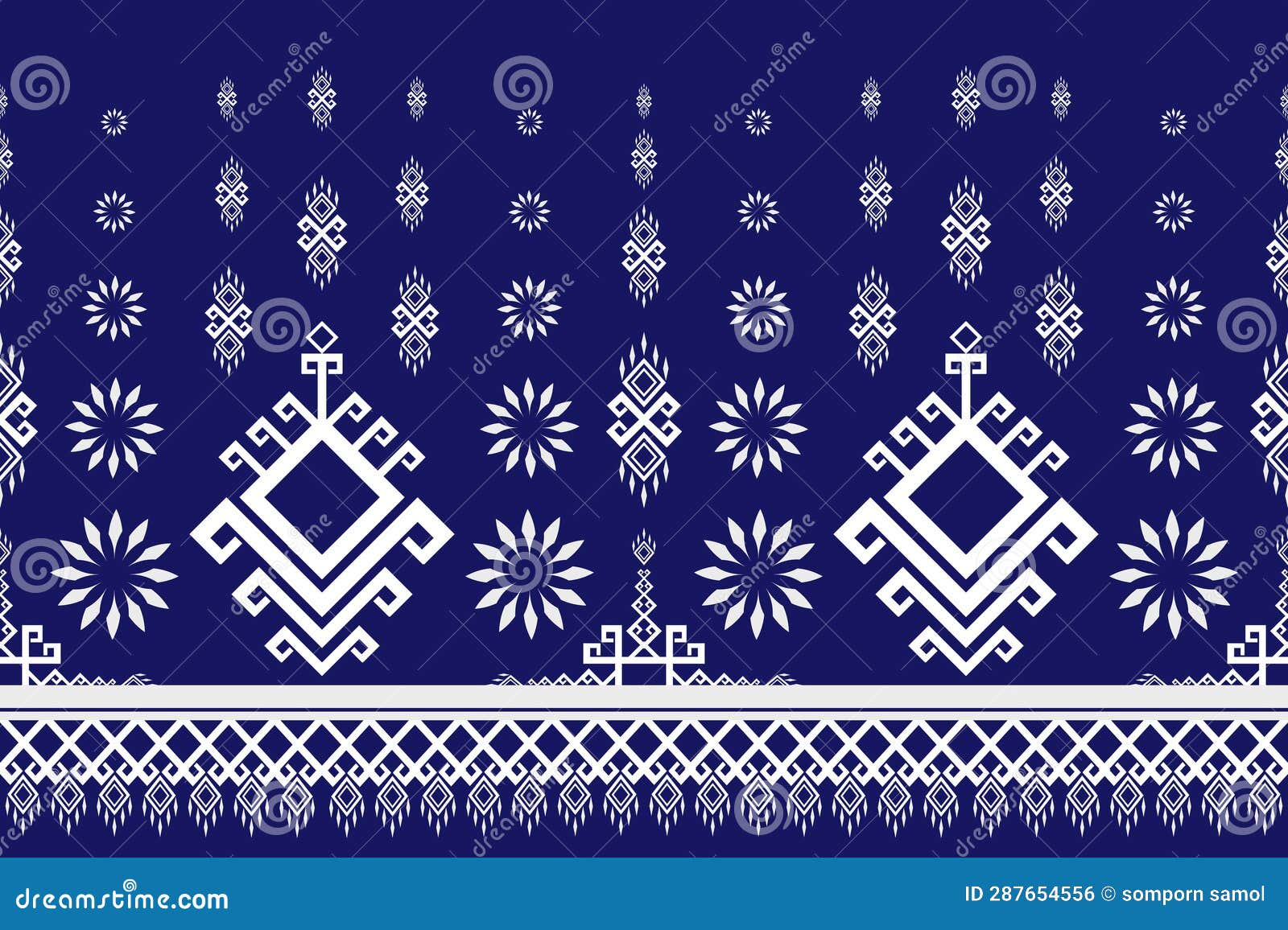 Ethnic Pattern, Geometric Shapes, Navy Blue, White, Beautiful, Valuable