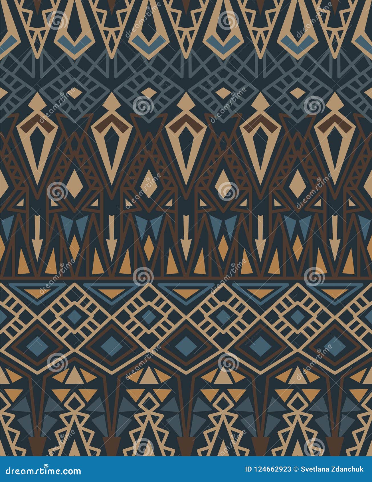 ethnic seamless pattern with american indian traditional ornament in brown colors. tribal background.