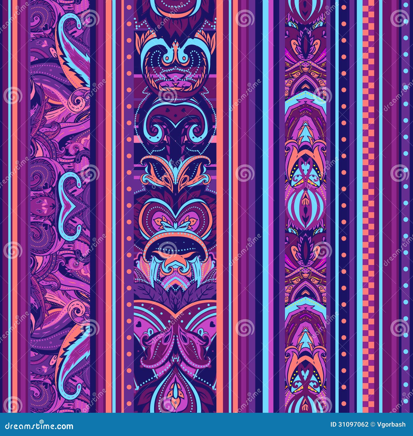 Ethnic Striped Seamless Fabric Pattern Stock Illustration 
