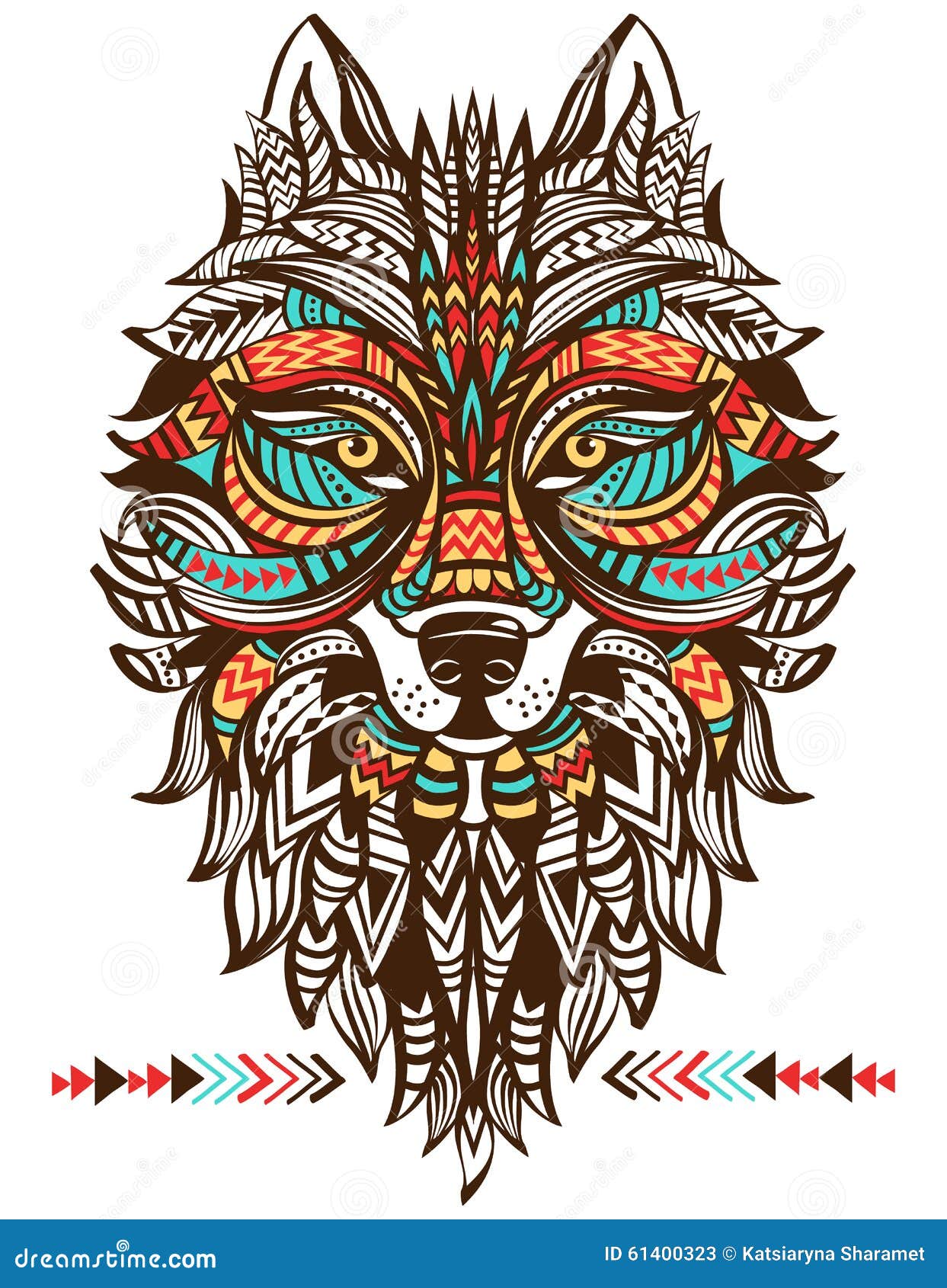 ethnic totem of a wolf. indian wolf.