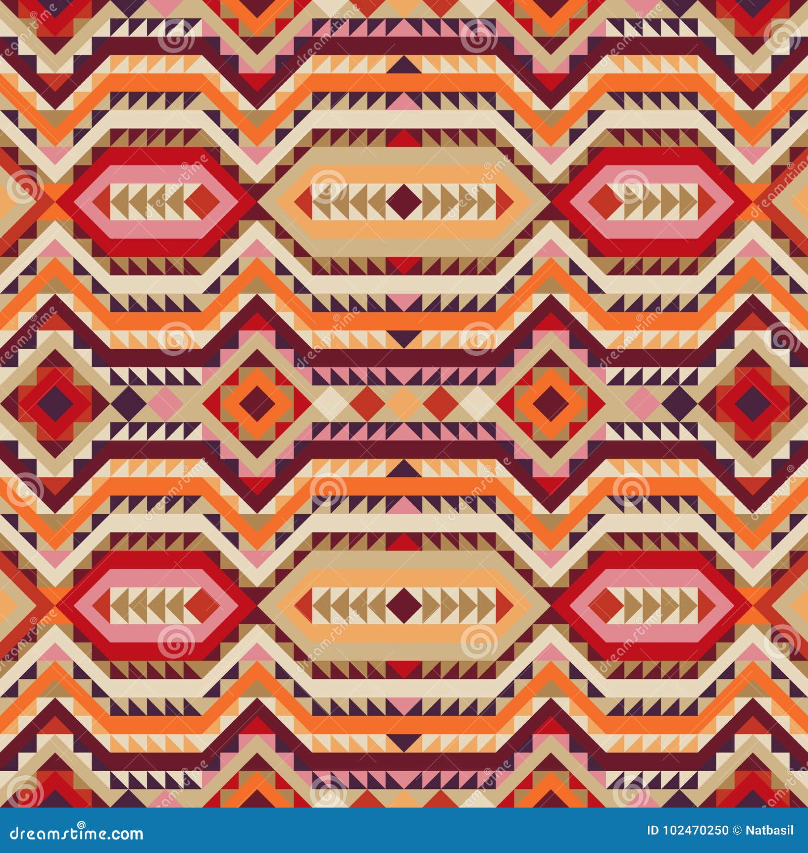 Ethnic Tribal Seamless Pattern in Autumn Colors Stock Vector ...