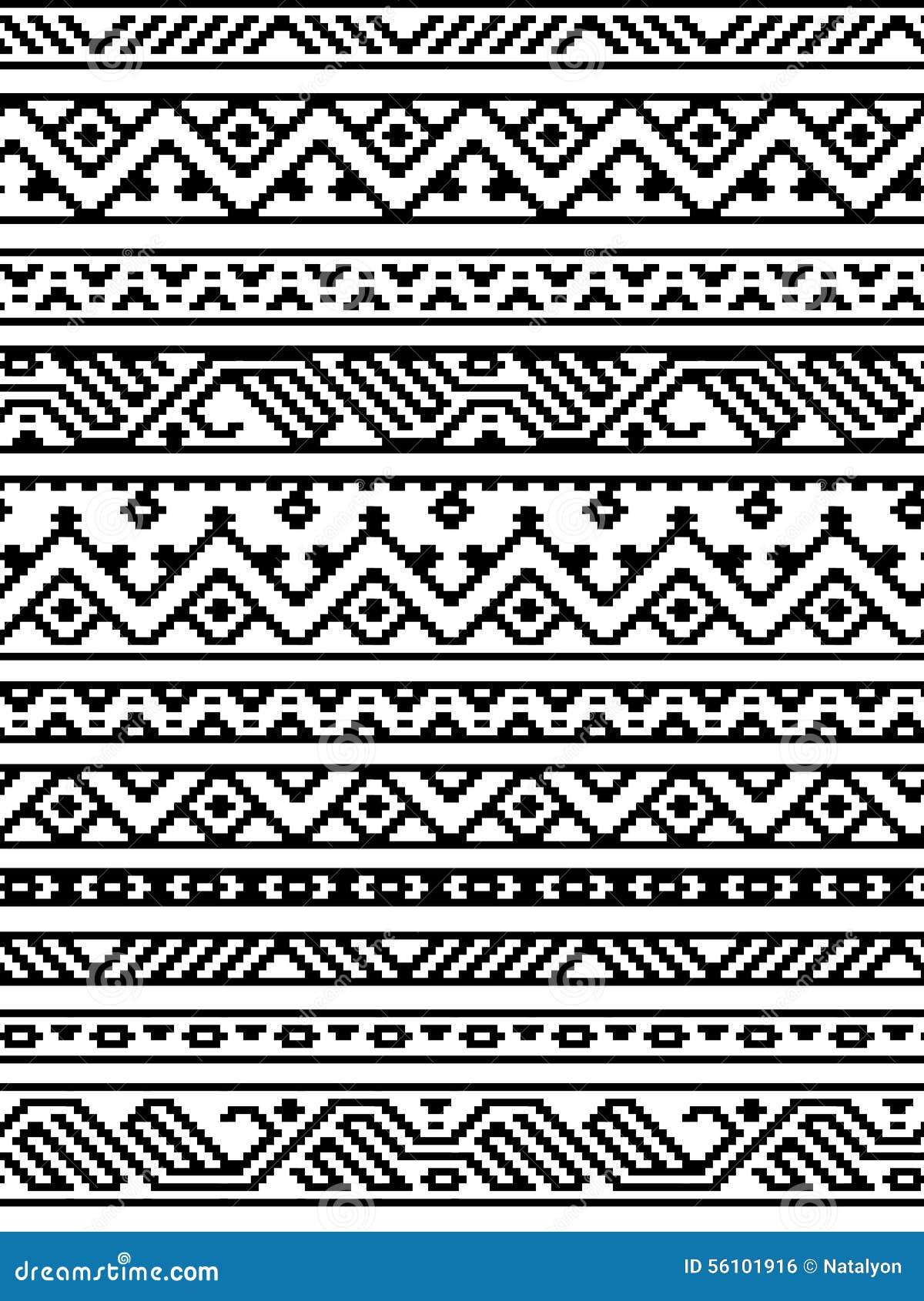ethnische geometrische aztekische nahtlose schwarzweiss