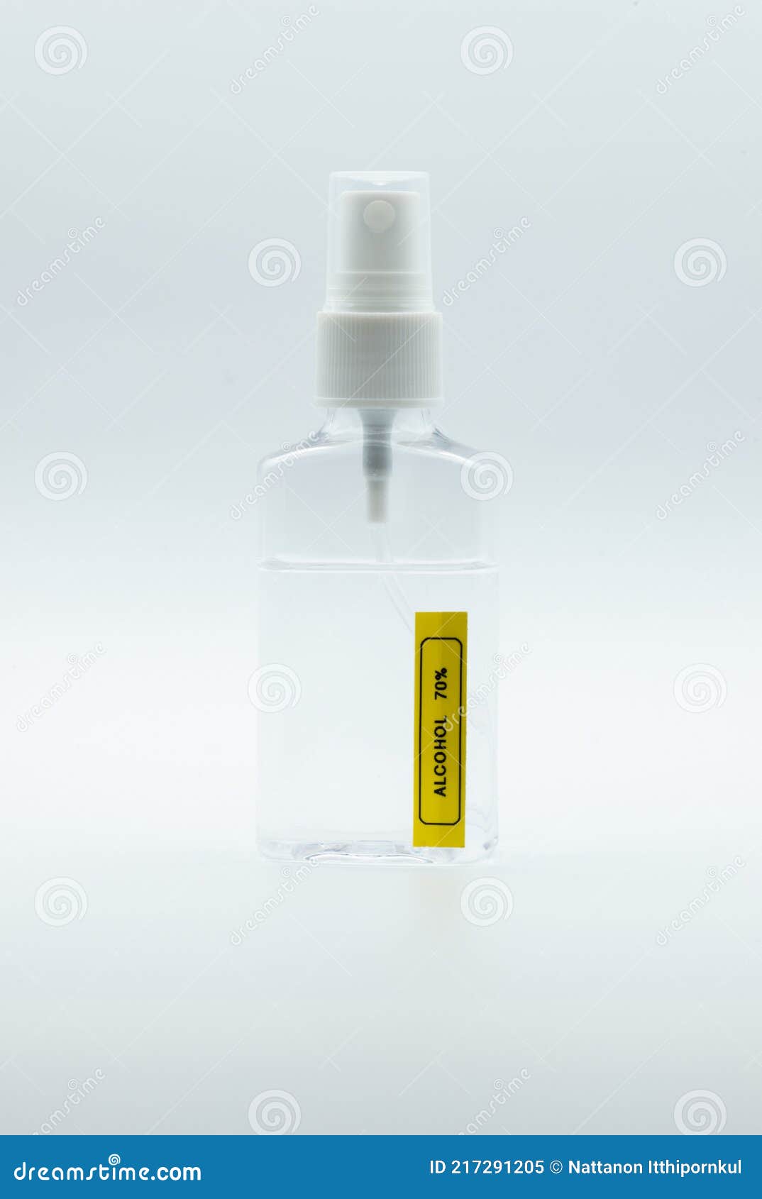 Ethyl Alcohol Contained in Clear Plastic Spray Bottle Stock Image