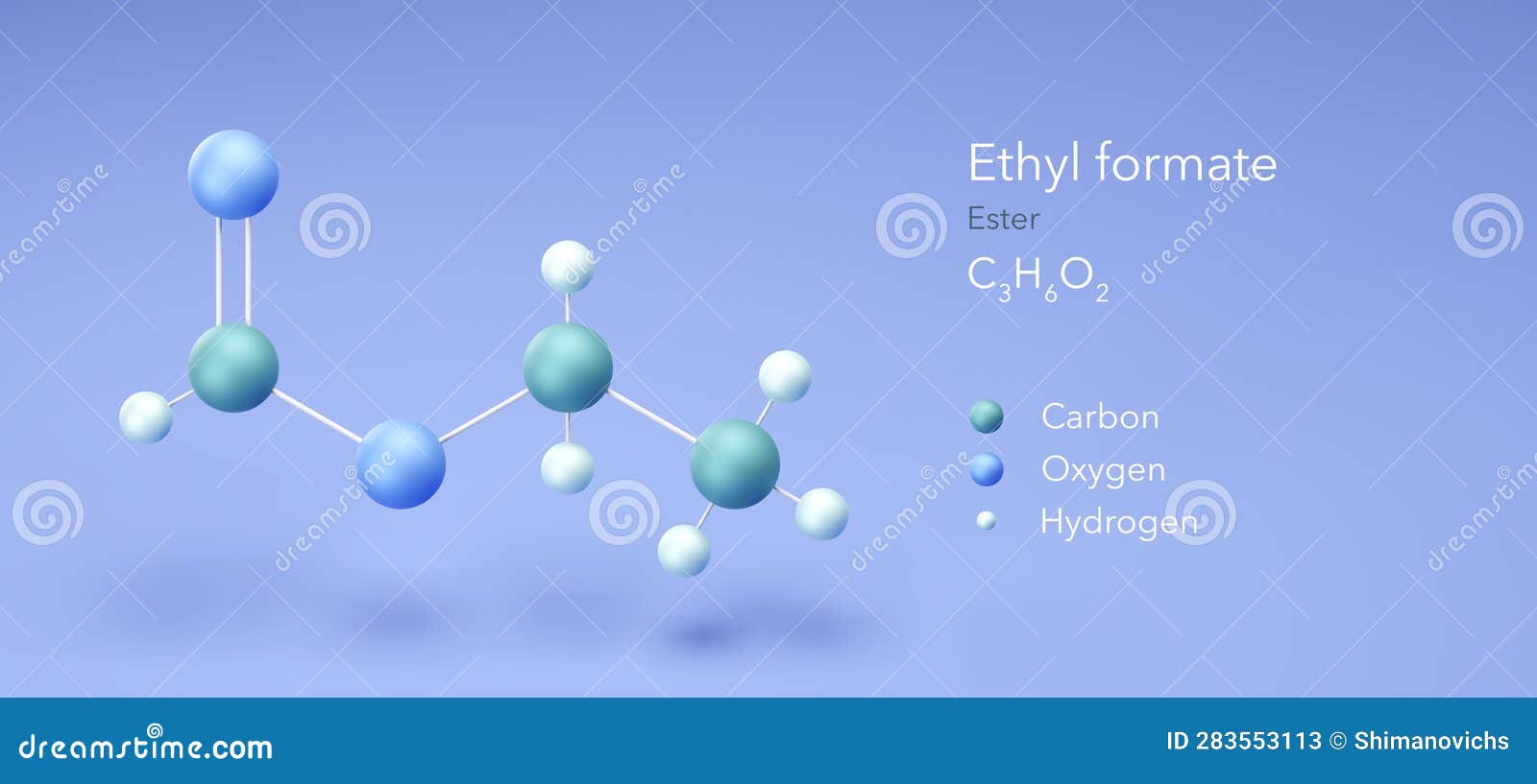 Ethyl Formate Molecule, Structural Chemical Formula, Ball-and-stick ...