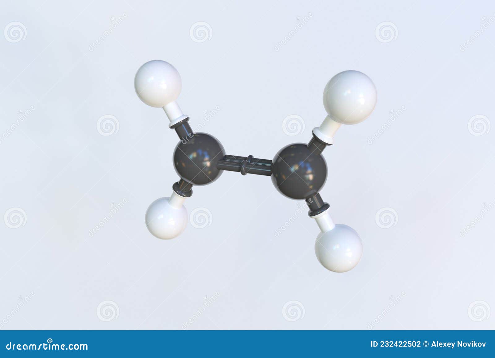 Ethylene Molecule Made with Balls, Scientific Molecular Model. 3D ...