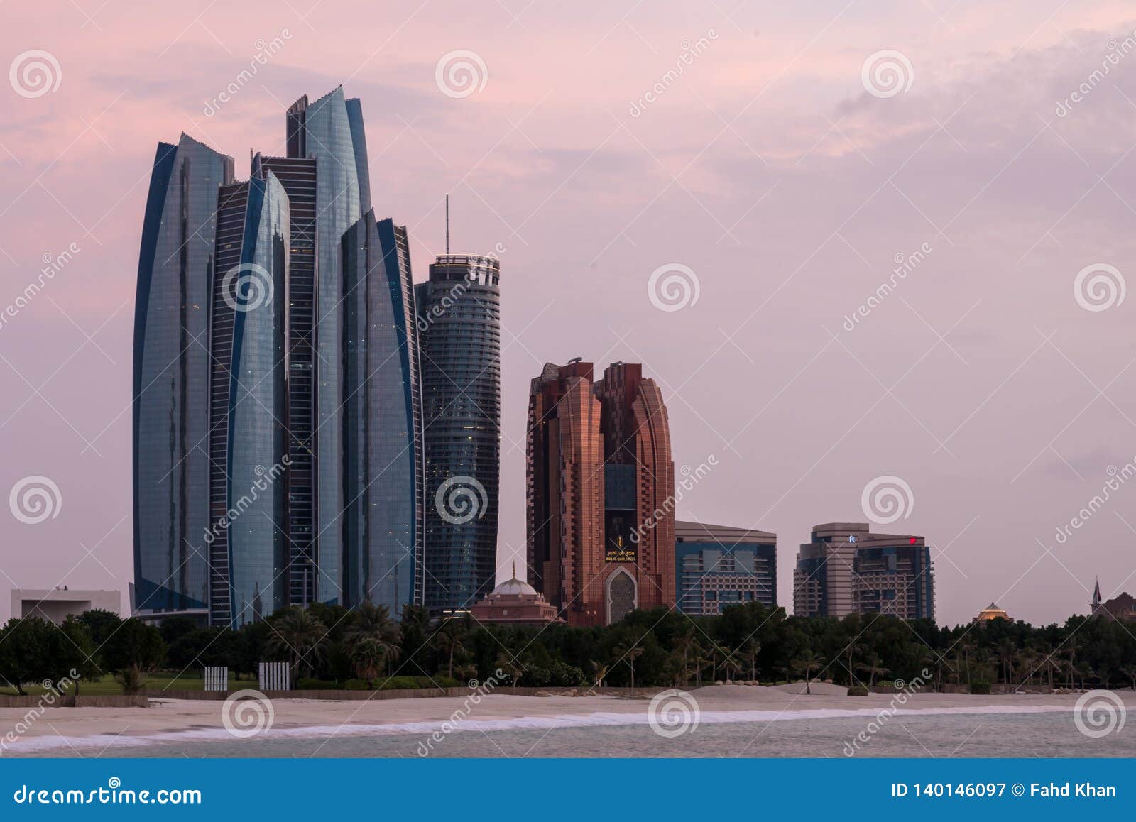 Etihad Towers And Bab Al Qasar Hotel At Sunset Corniche Abu Dhabi