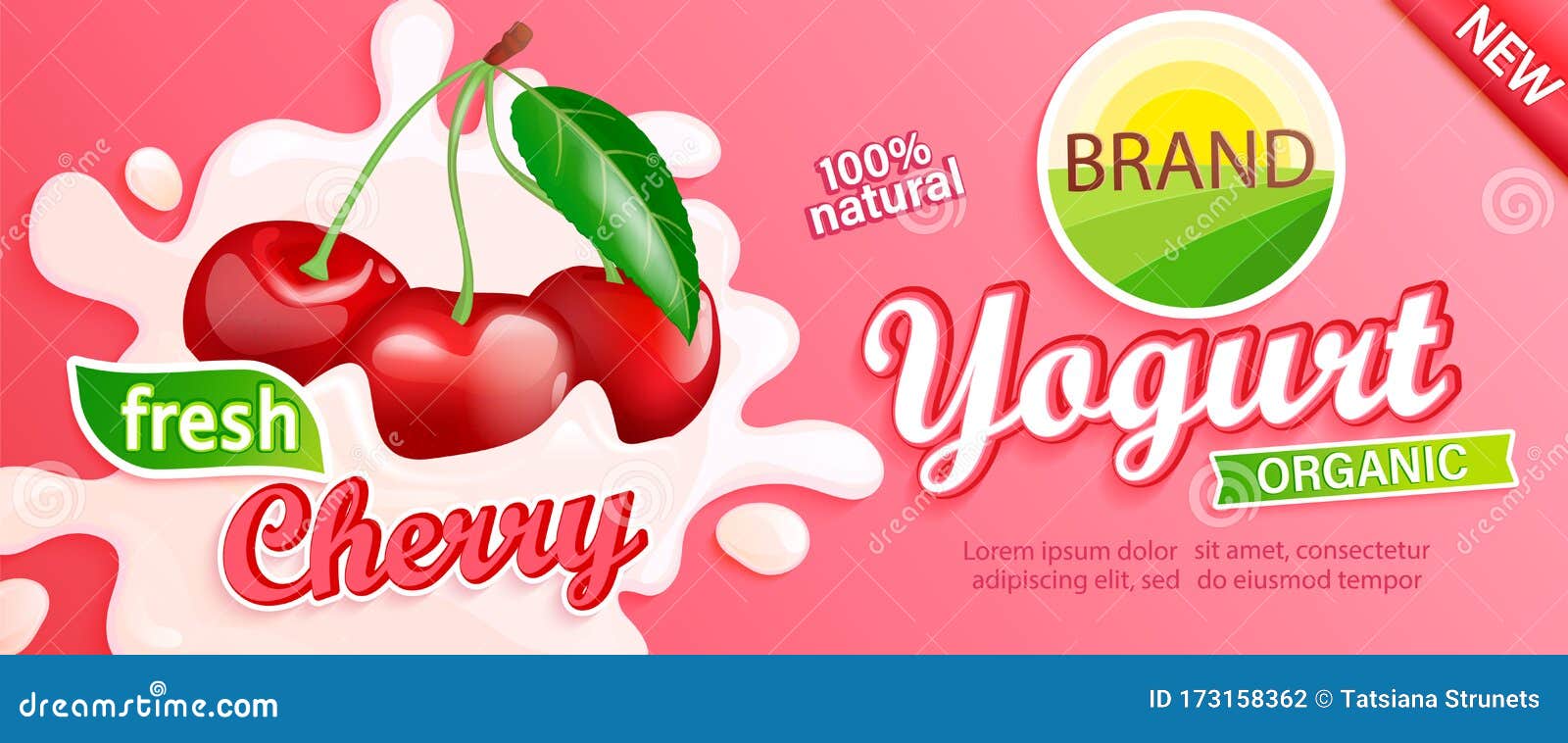 bruja vitamina agencia Etiqueta De Yogurt De Cereza Para Diseño Ilustración del Vector -  Ilustración de publicidad, emblema: 173158362