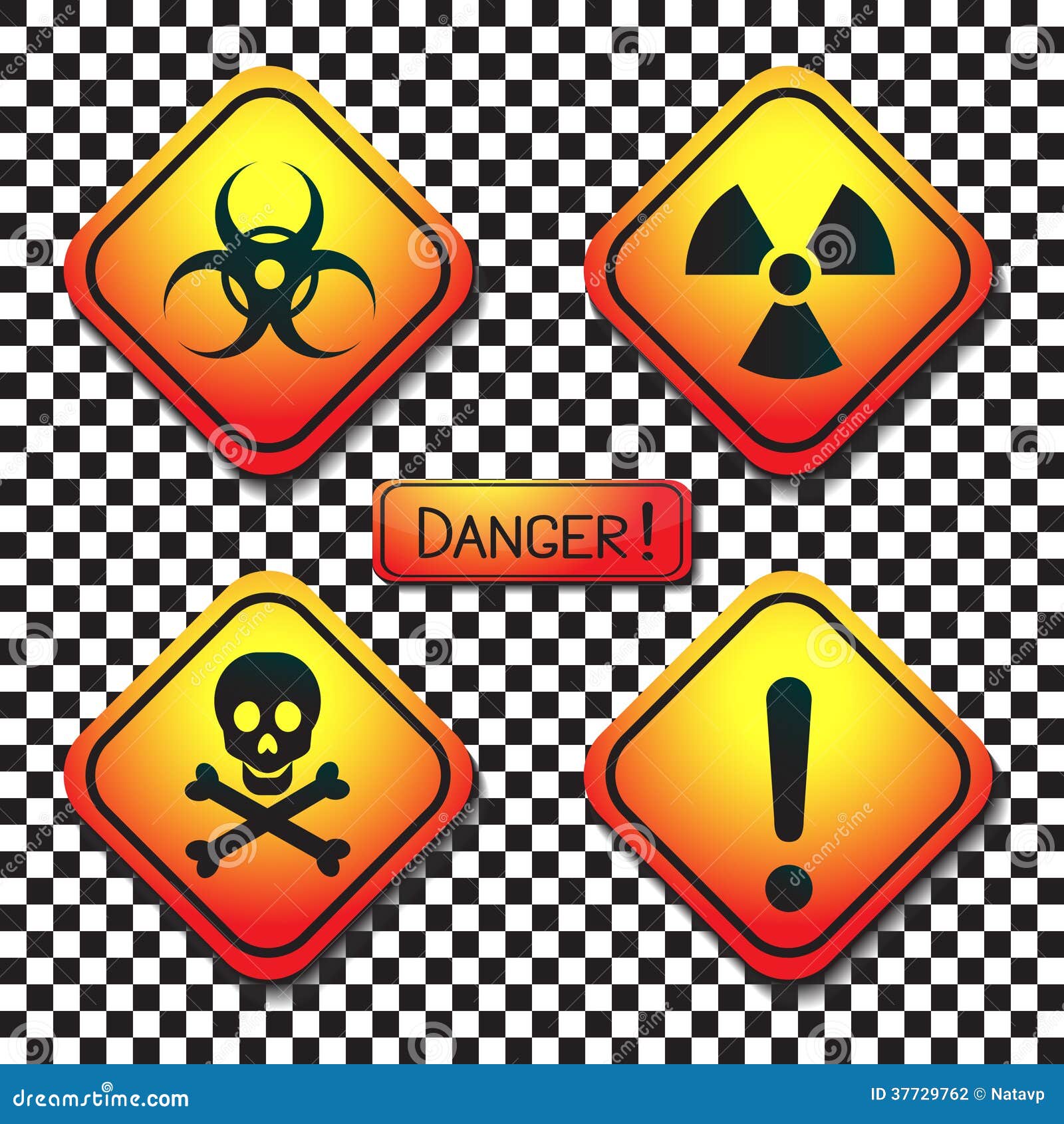 Etiquetas De Advertencia - Biohazard, Radiación, Veneno, Dan del Vector Ilustración de nuclear, ciencia: 37729762