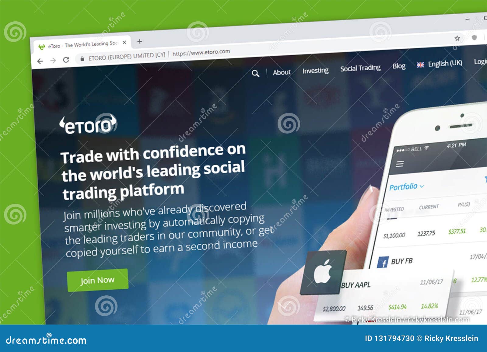 EToro Social Trading Platform Website Homepage. Smarter ...