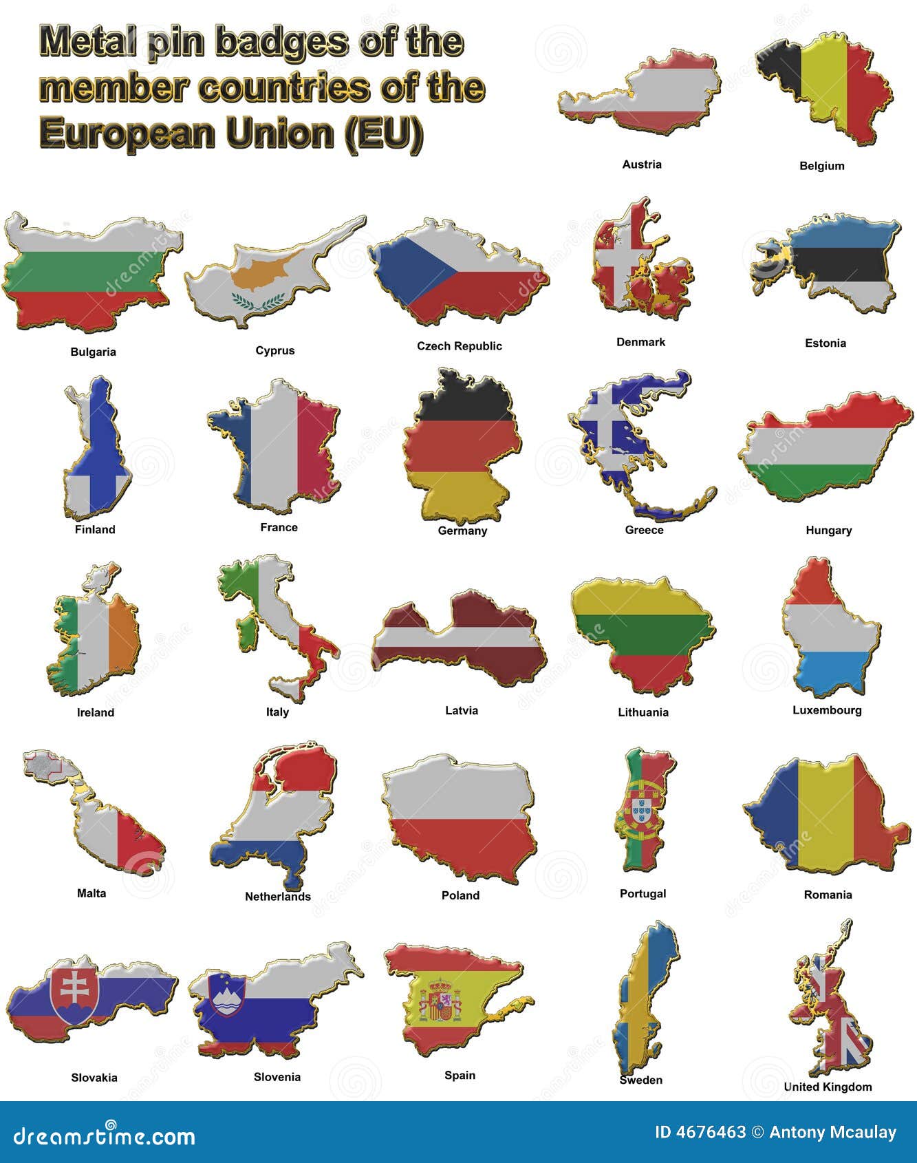 eu countries metal pin badges