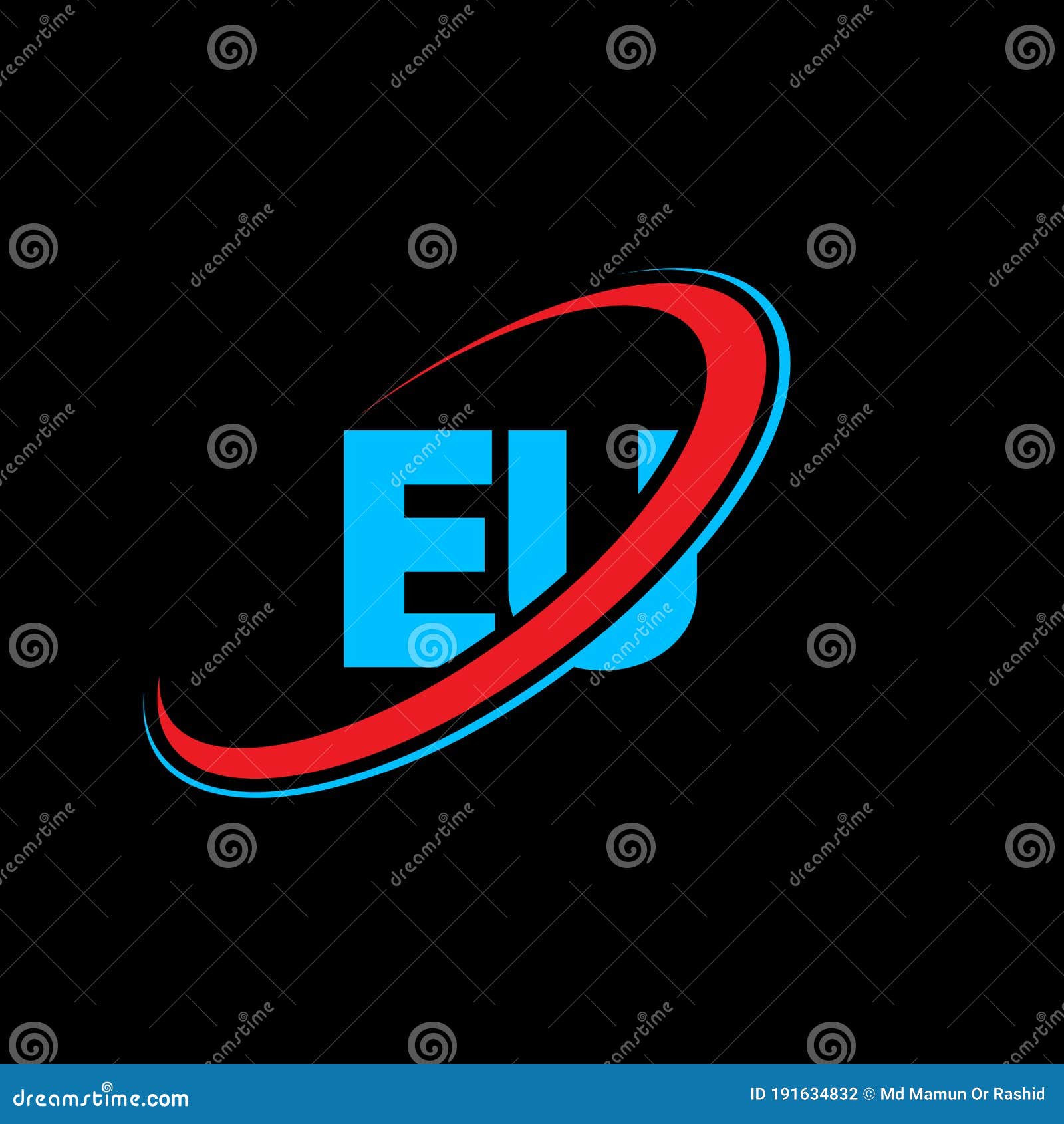 EU E U Letter Logo Design. Initial Letter EU Linked Circle Uppercase ...