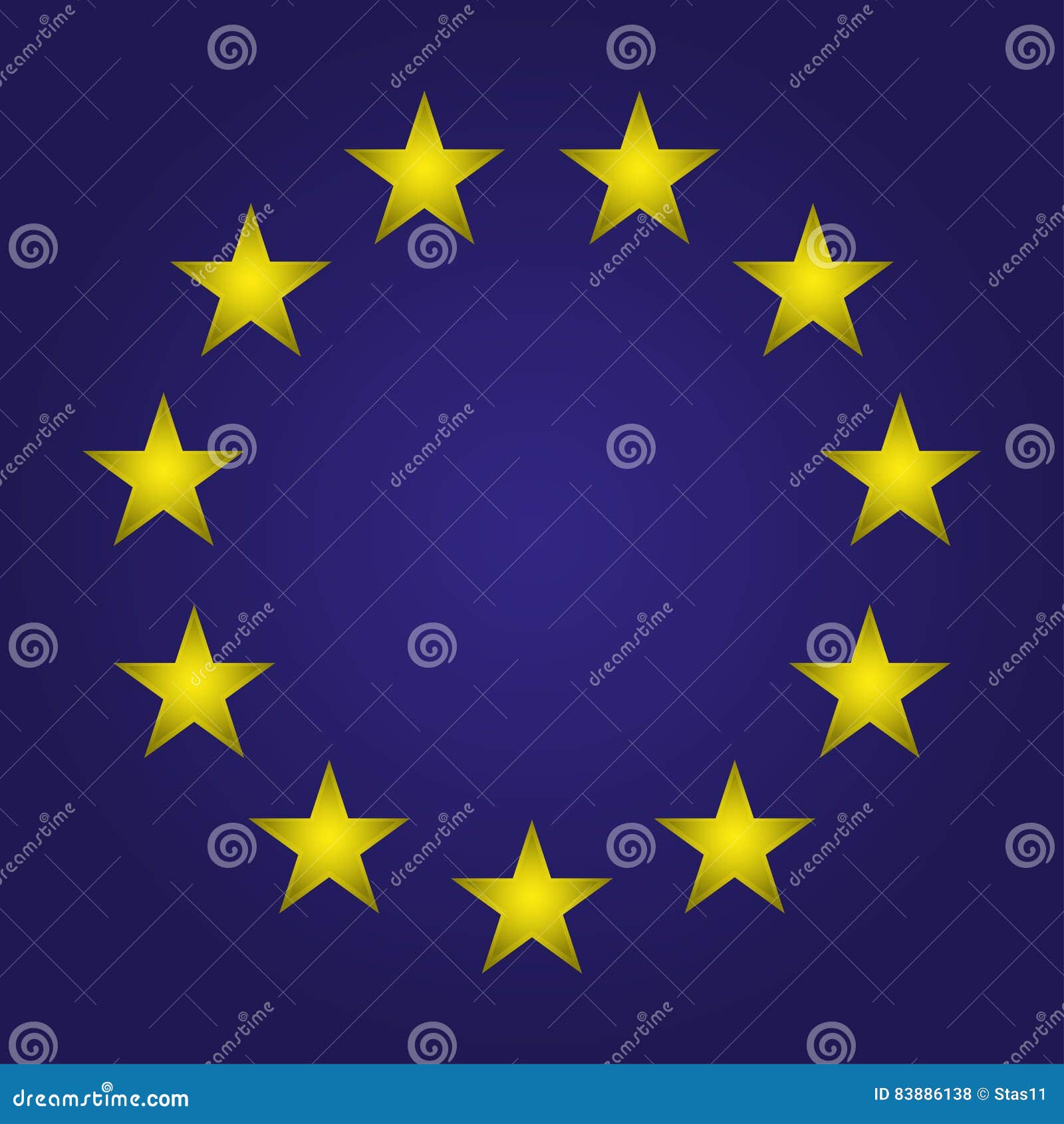 EU Flag. Stars on a Blue Background. Vector Illustration Stock