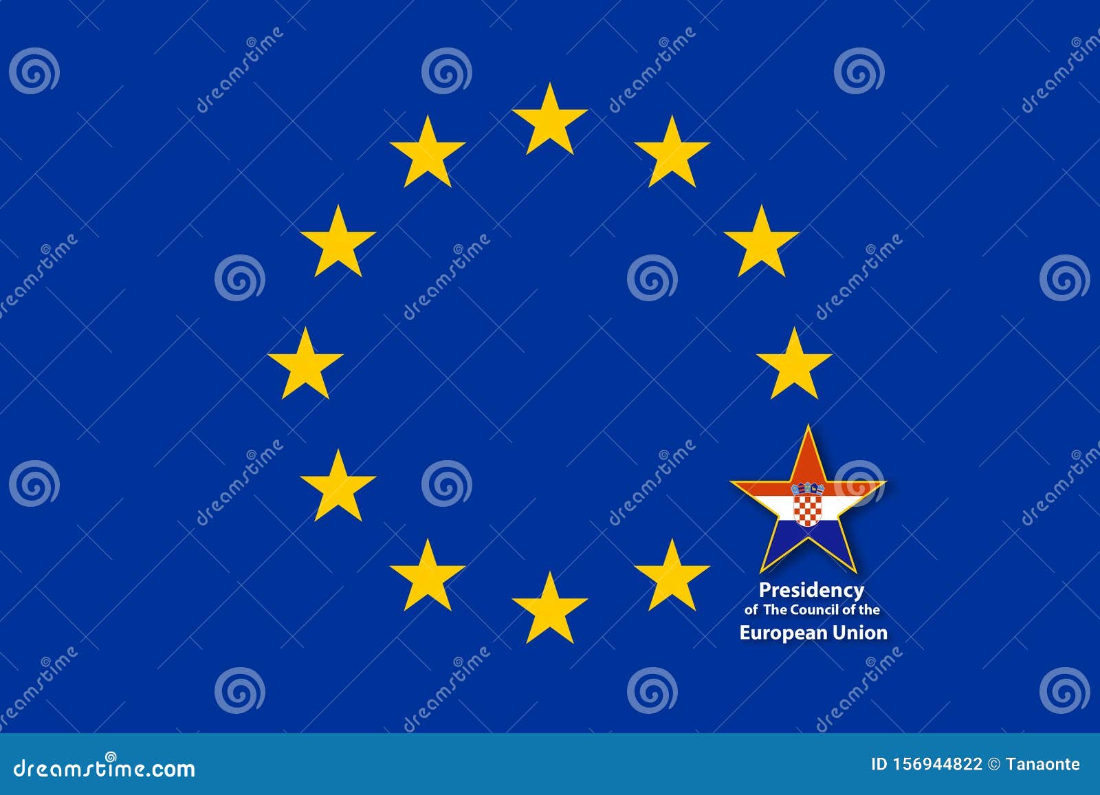 Eu Flagge Ein Stern Gra Aÿer Als Die Flagge Kroatiens Stock Abbildung Illustration Von Stern Kroatiens