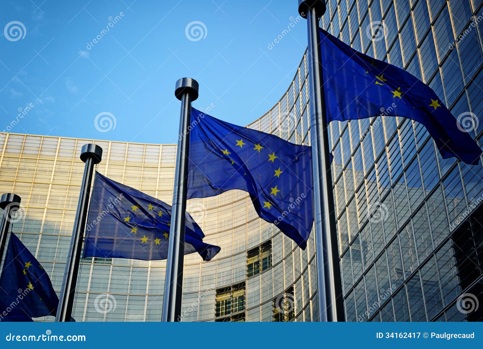 eu flags in front of european commission