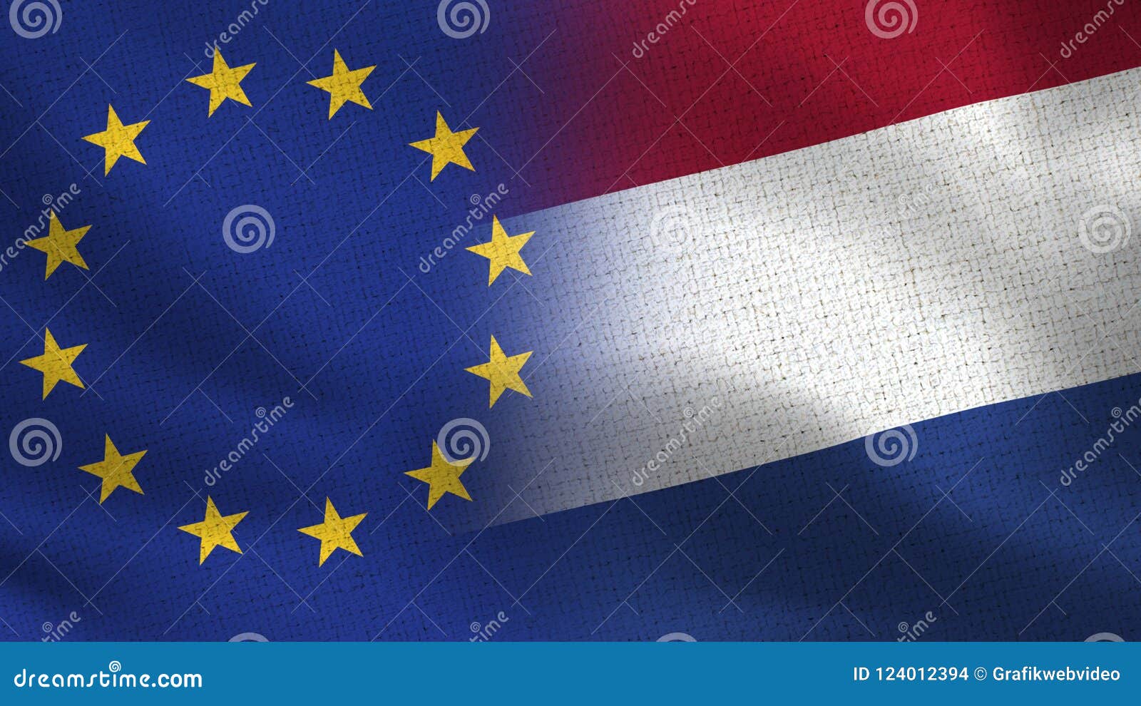 EU and Netherlands Realistic Half Flags Together Stock Illustration ...