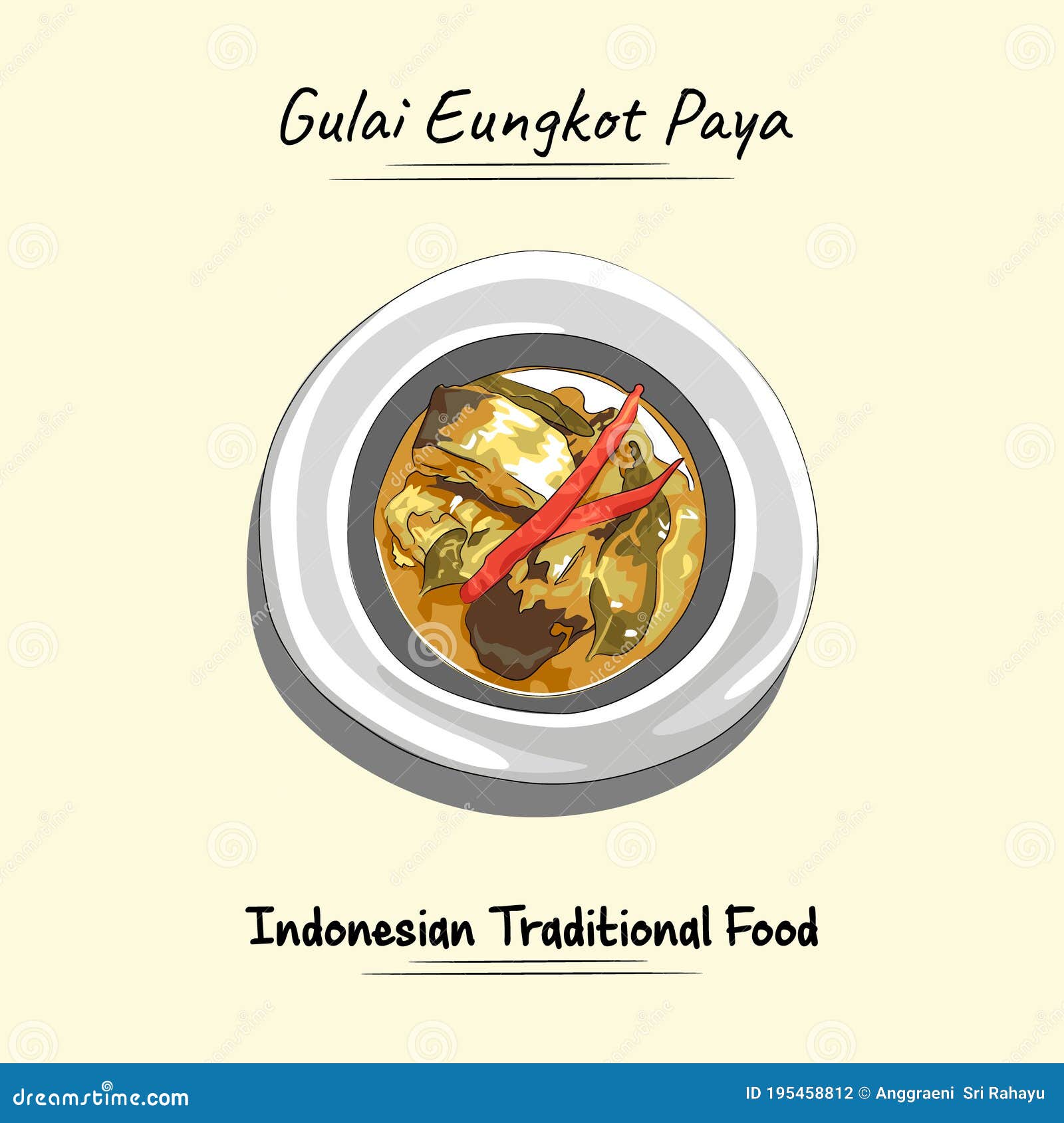 curry eungkot paya  indonesian food from aceh, sketch &  style