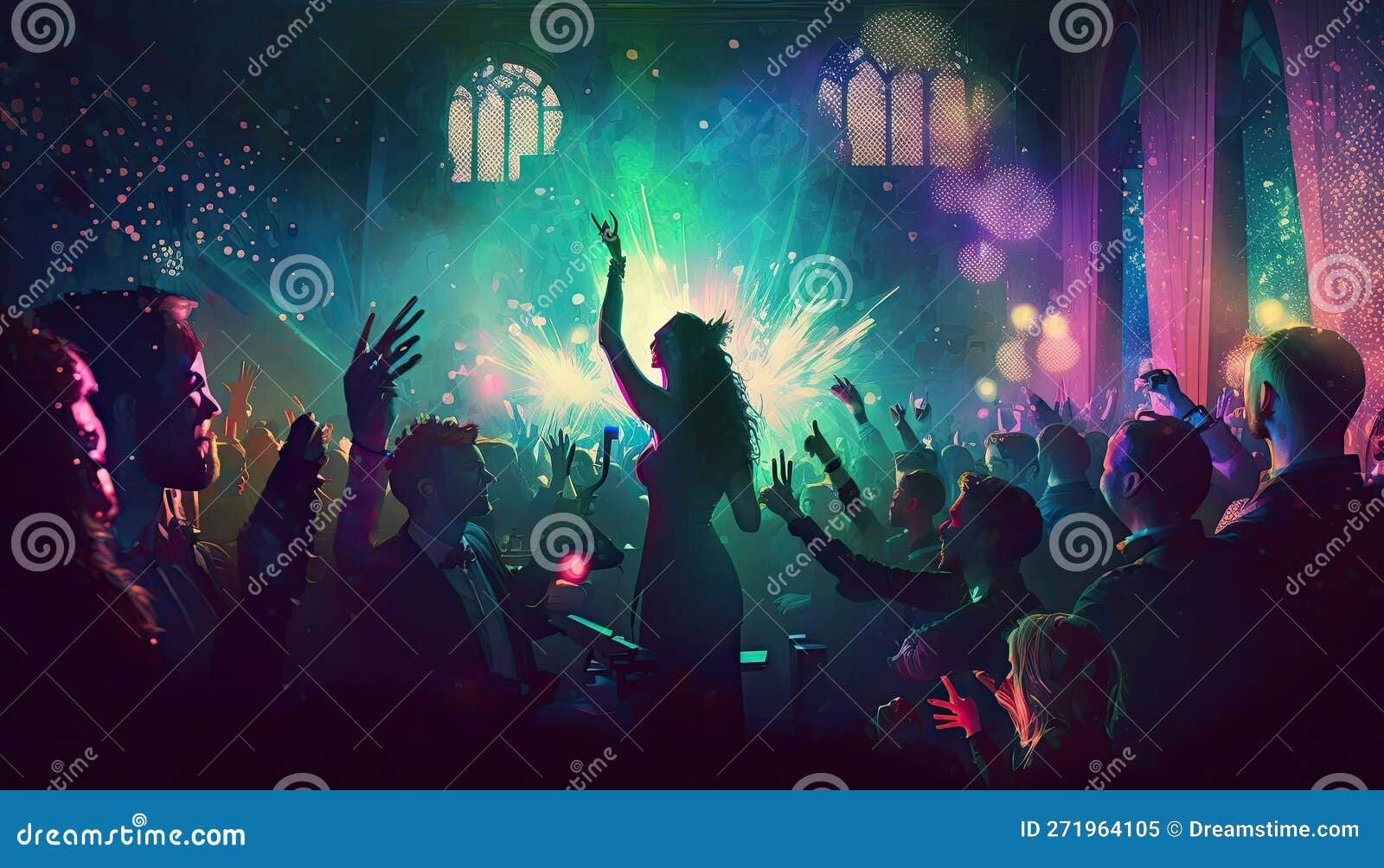 Euphoric Celebration of Life with Partygoers in a Vibrant Nightclub on ...