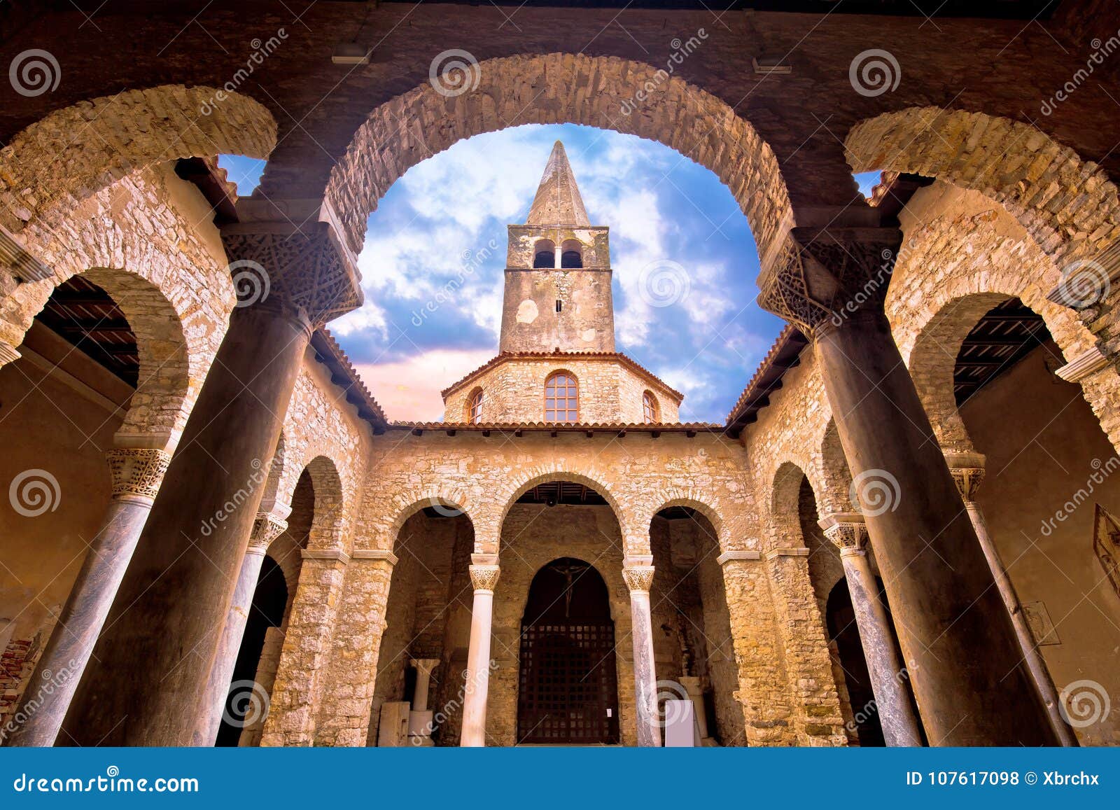 euphrasian basilica in porec arcades and tower view