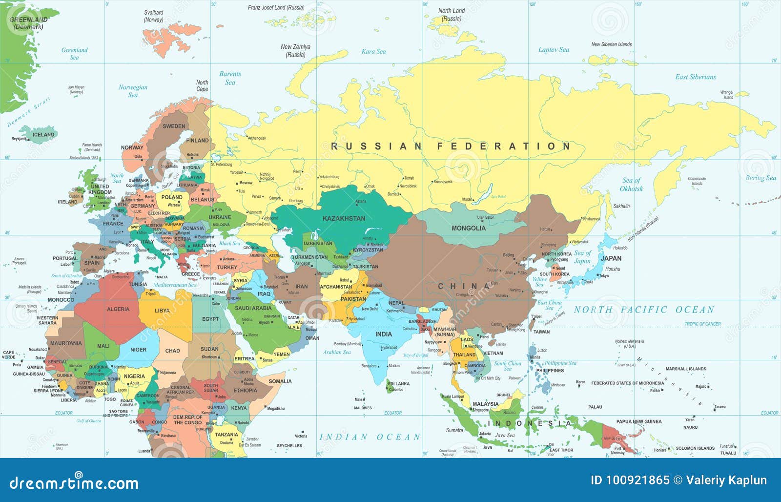 Eurasia Europa Rusland China India Indonesië Thailand Afrika - Vectorillustratie Stock Illustratie - Illustration of arabië, europa: 100921865