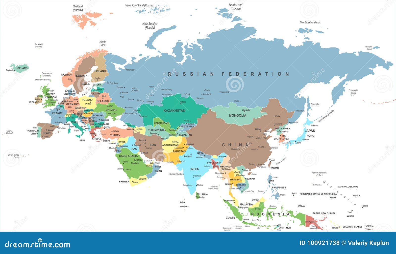 Eurasia Europa Russia China India Indonesia Thailand Map - Vector  Illustration Stock Illustration - Illustration Of India, Geography:  100921738